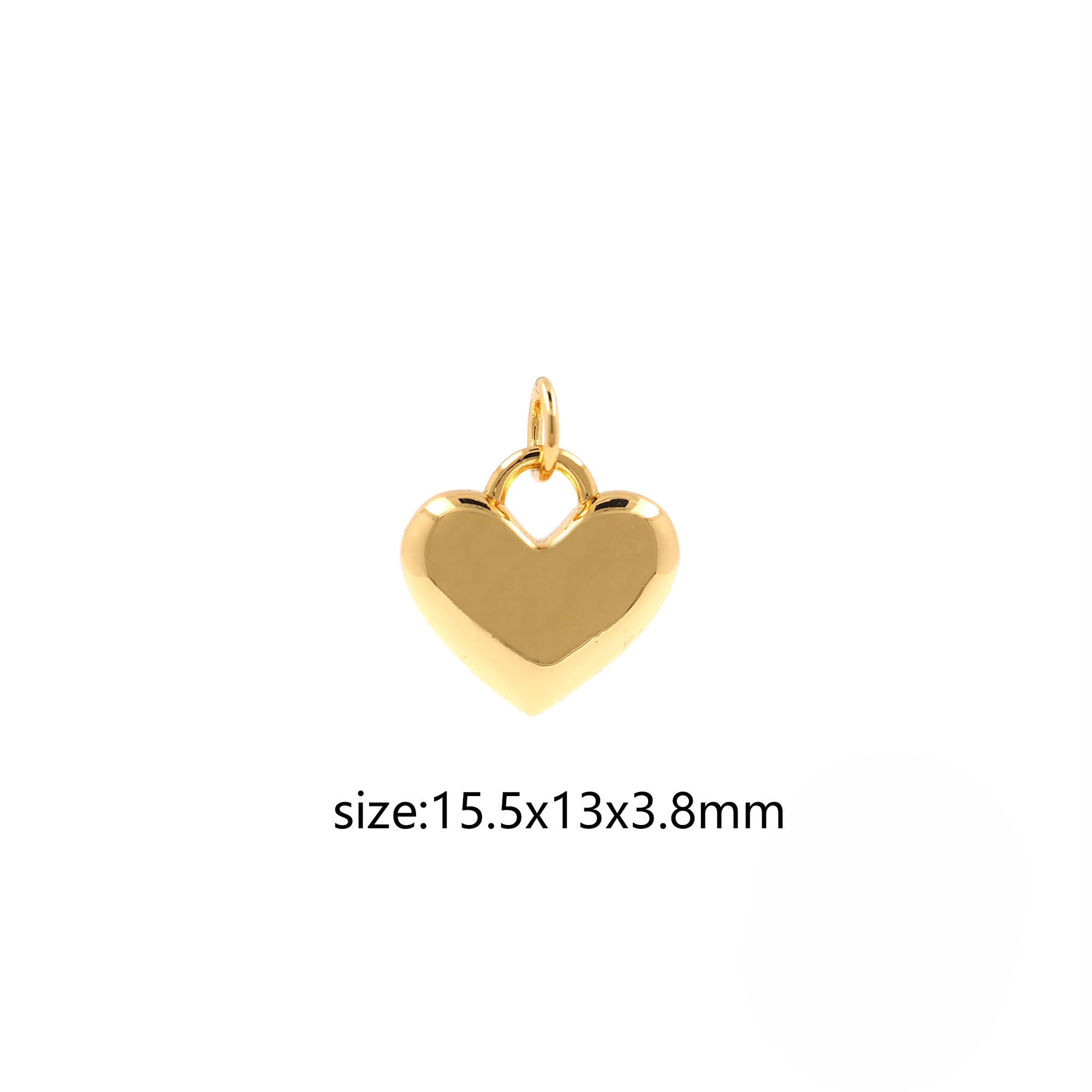 18K Gold Filled Heart Pendant,Puffed Heart Charm Earrings Necklace for DIY Jewelry Making Supply