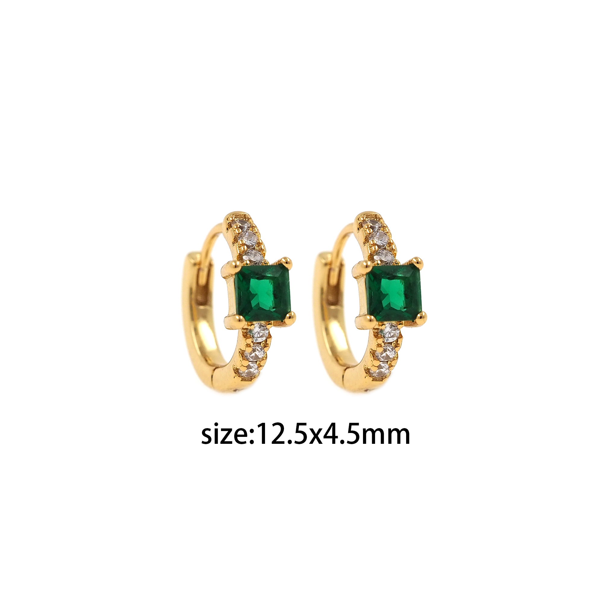 18K Gold Filled Square Zirconia Earrings,Dainty Zirconia Earrings,Gold Hoops,Dainty CZ Hoops Huggie