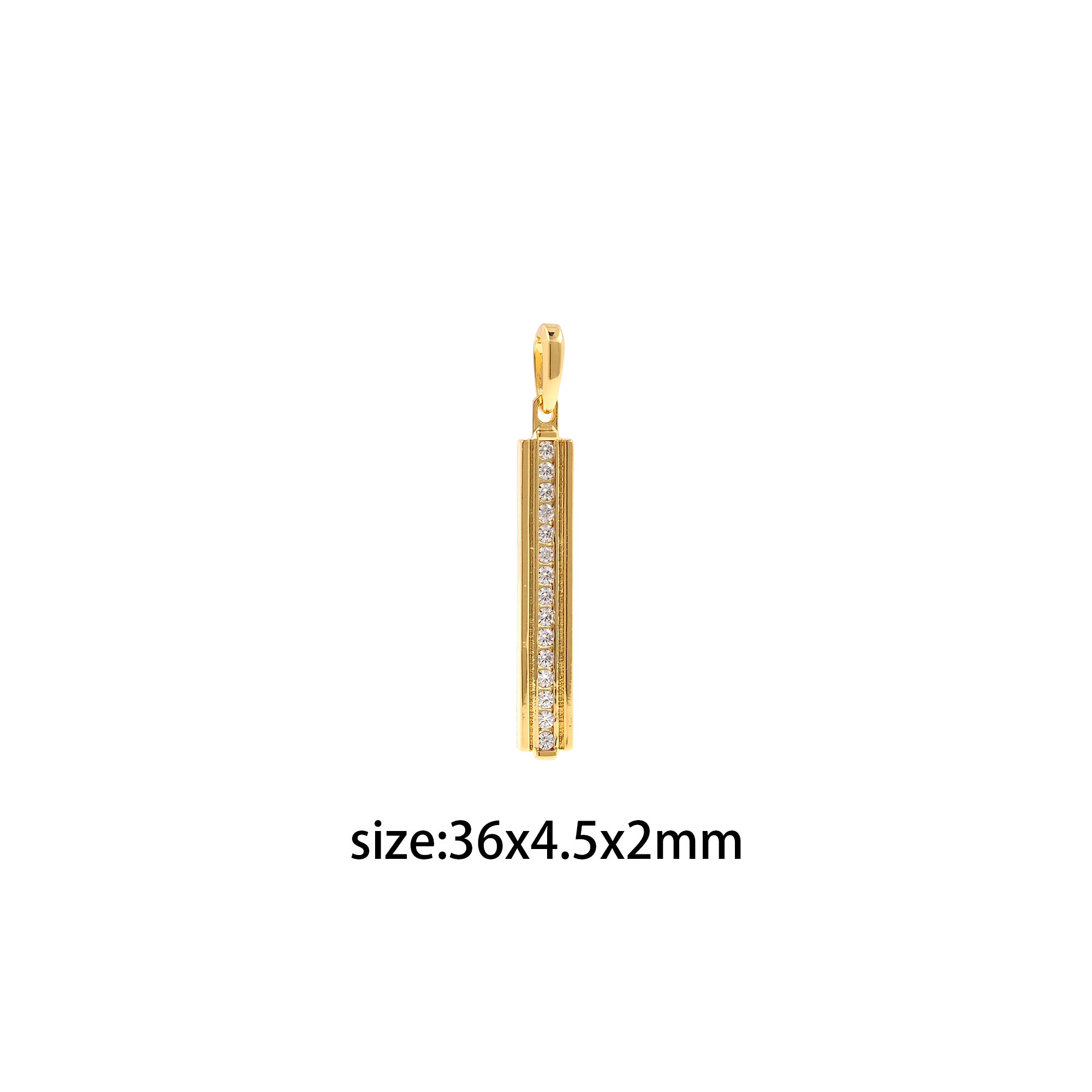 18K Gold Filled Rectangle Pendant,CZ Micro Pave Bar Charm Earrings Necklace for DIY Jewelry Making Supply