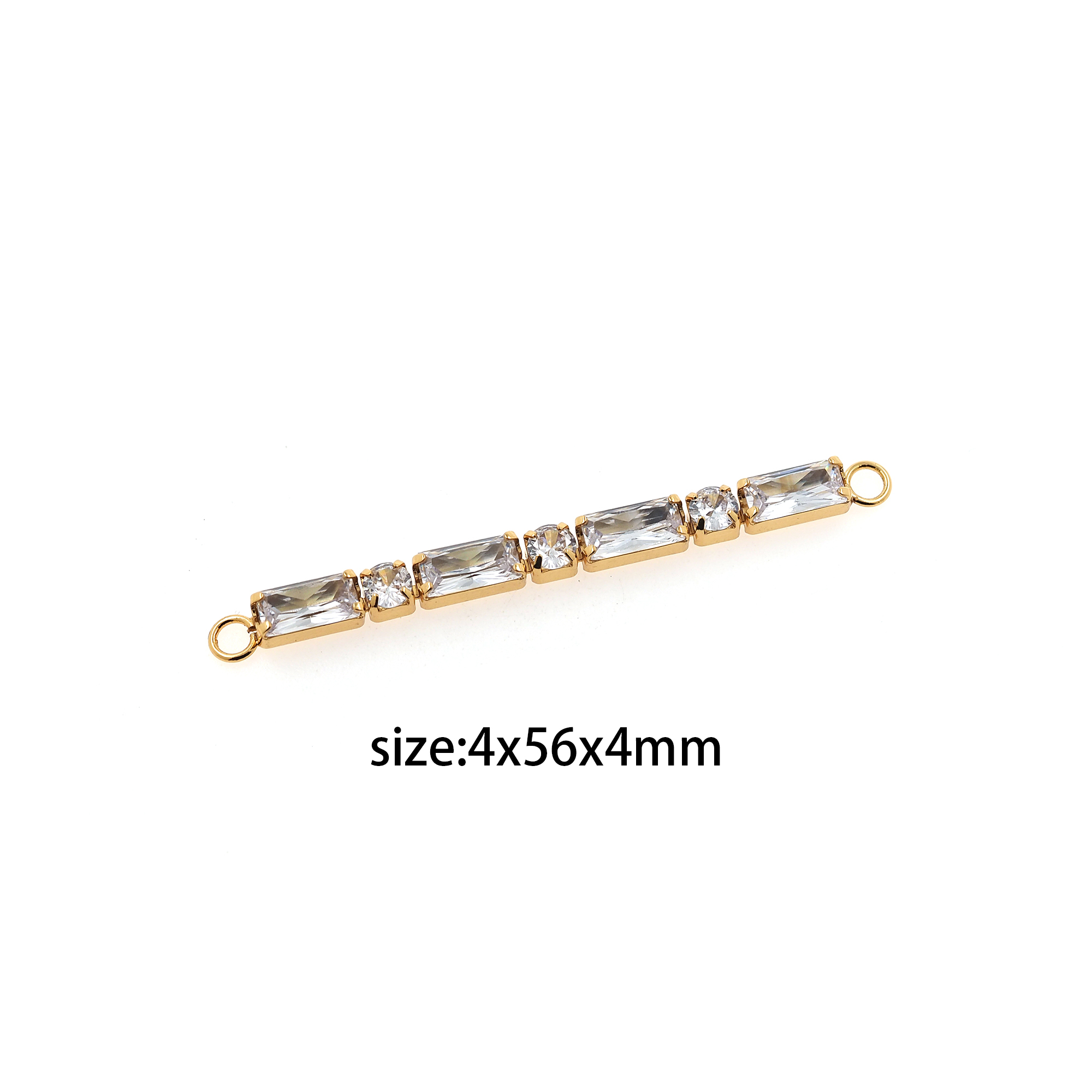 18K Gold Filled Tennis Connector,Rectangle Zirconia Charm,Bar Necklace Bracelet for DIY Jewelry Making Supply