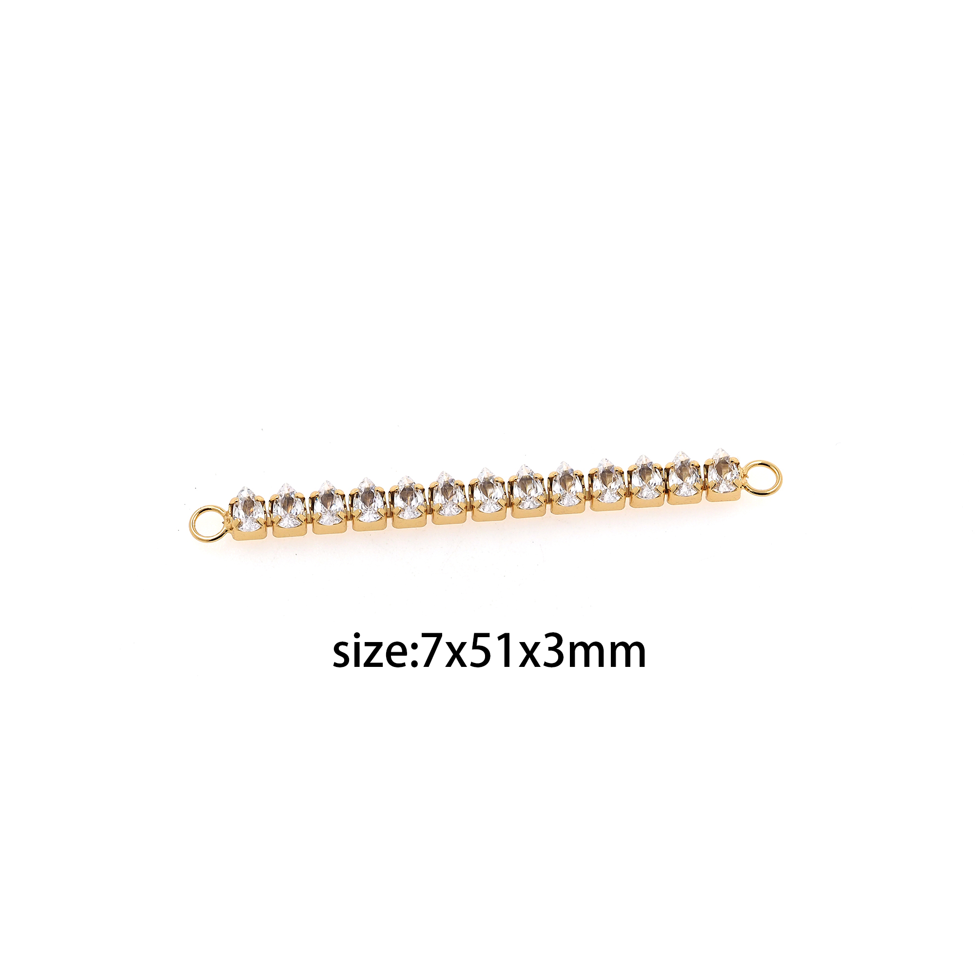 18K Gold Filled Bar Connector,Cubic Zirconia Charm,Tennis Necklace Bracelet for DIY Jewelry Making Supply