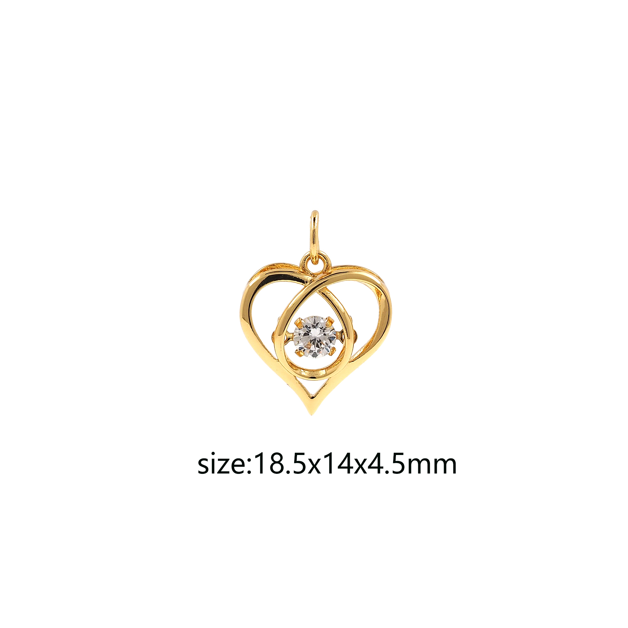 18K Gold Filled Heart Pendant,CZ Micro Pave Heart Charm Earrings Necklace for DIY Jewelry Making Supply