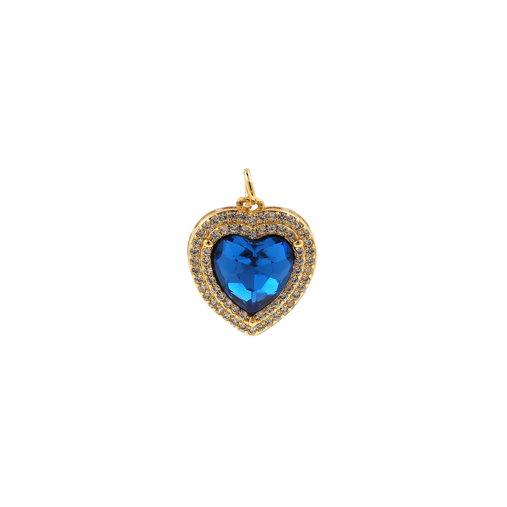 18K Gold Filled Heart Pendant,CZ Micro Pave Heart Charm Earrings Necklace for DIY Jewelry Making Supply