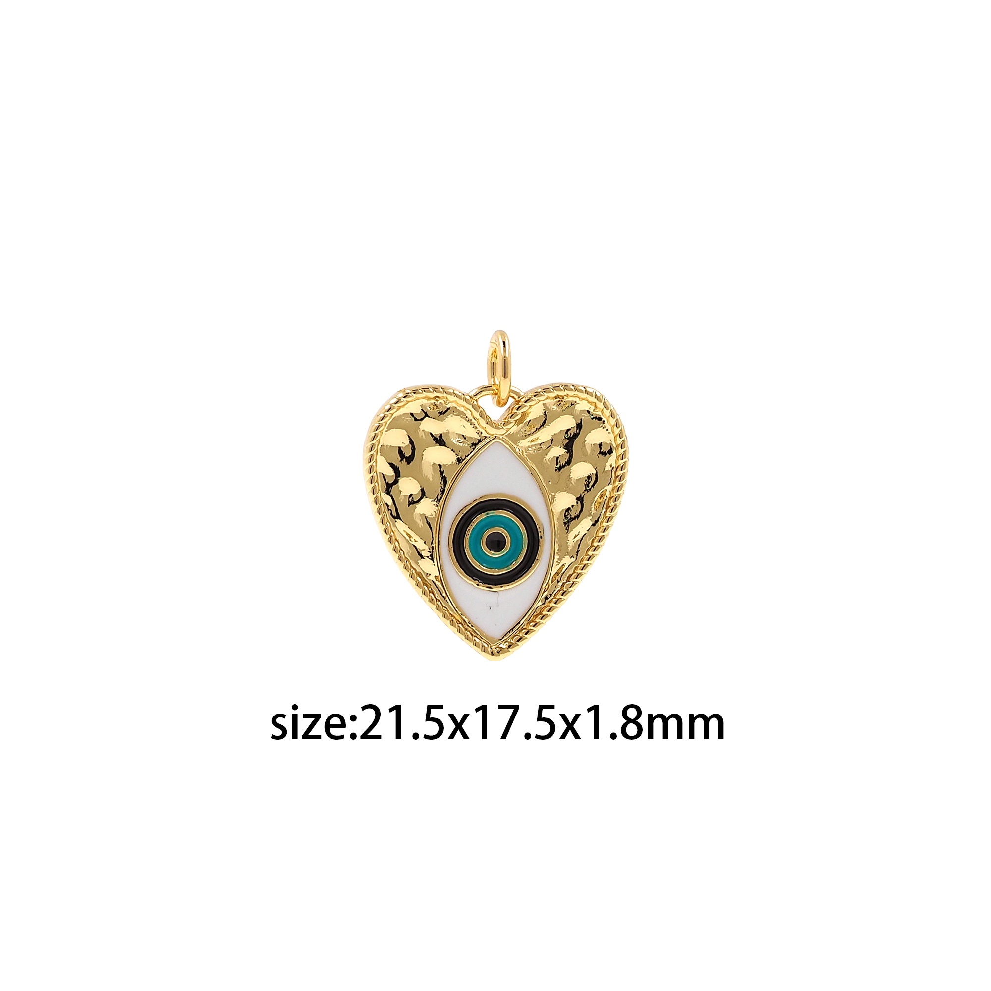 Enamel Heart Eye Pendant18K Gold Filled Evil Eye Charm Earrings Necklace for DIY Jewelry Making Supply