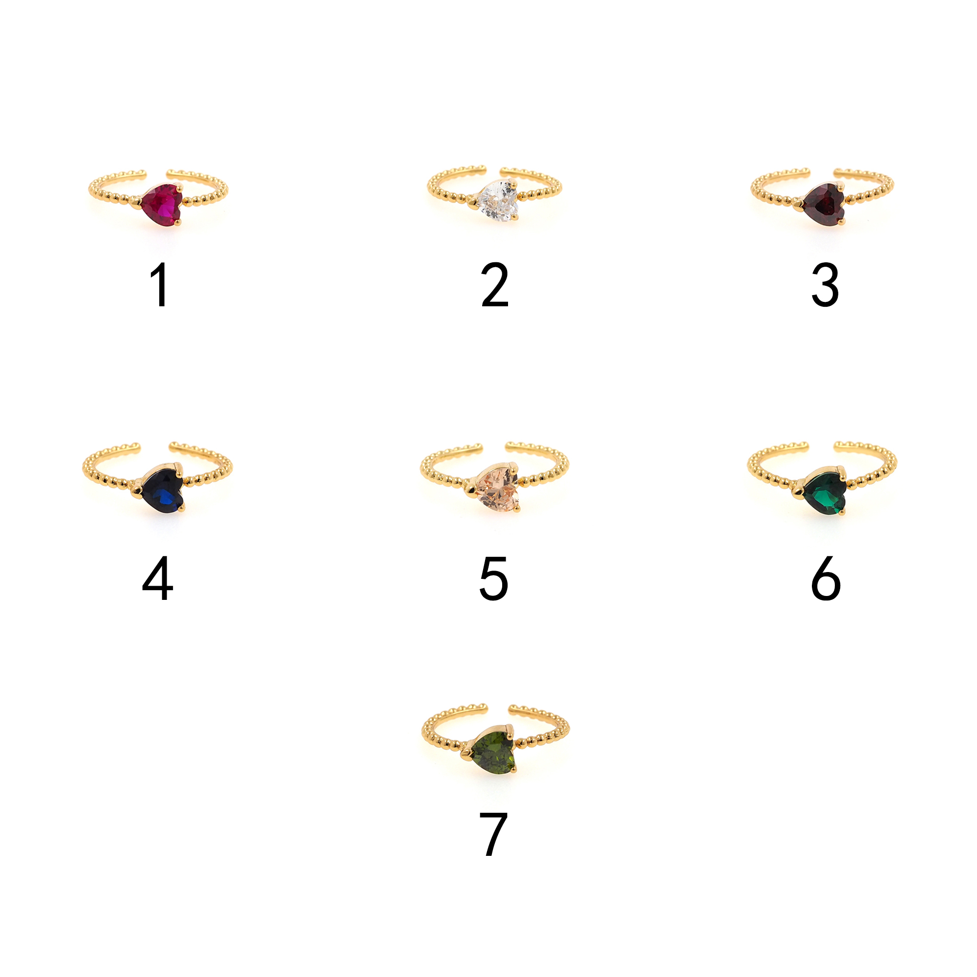 18K Gold Filled Thin Rings,Heart CZ Ring,Minimalist Ring,Dainty Zirconia Ring,Adjustable Ring,Open Ring