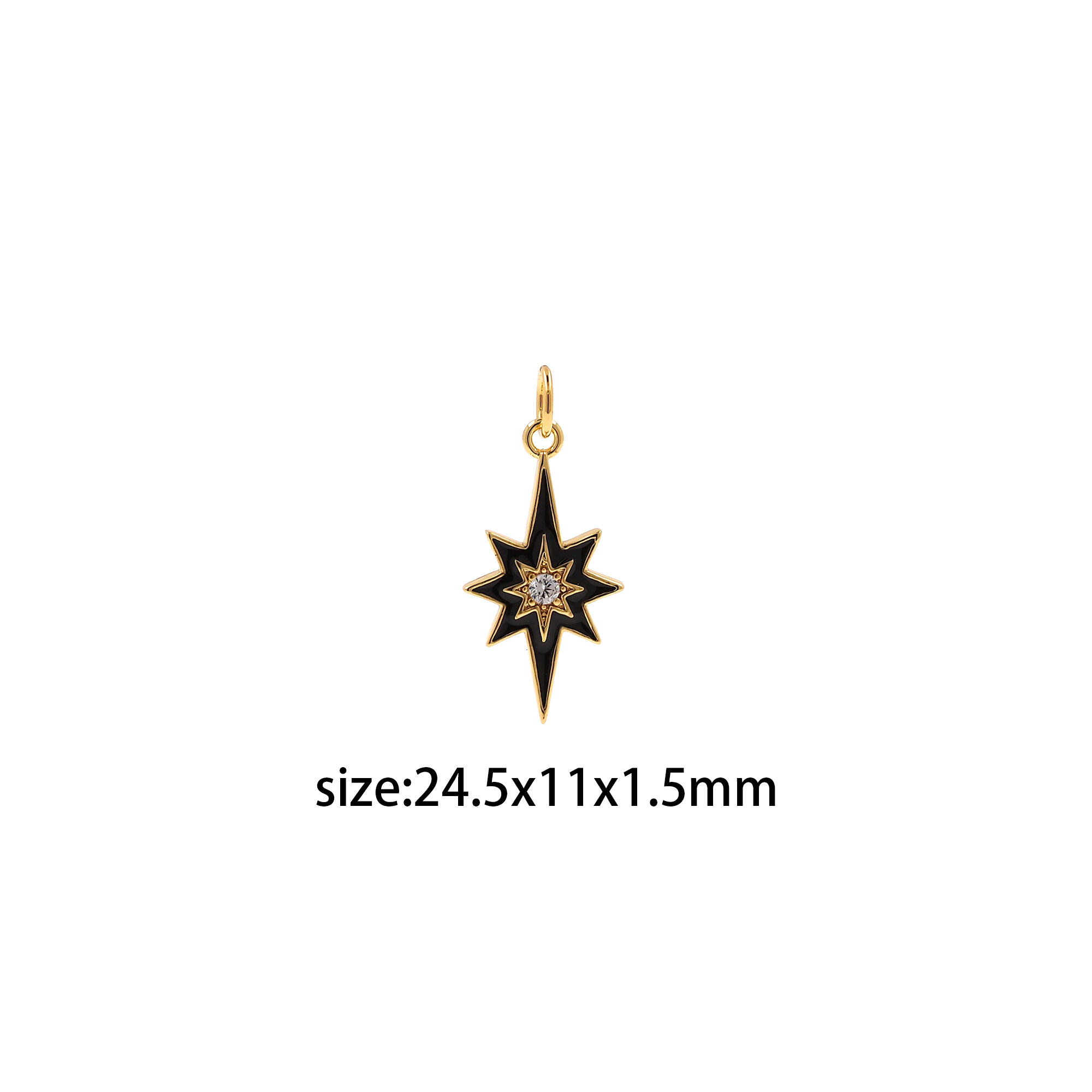 18K Gold Filled North Star Pendant,Celestial Charm,Enamel North Star Earrings Necklace for DIY Jewelry Making Supply