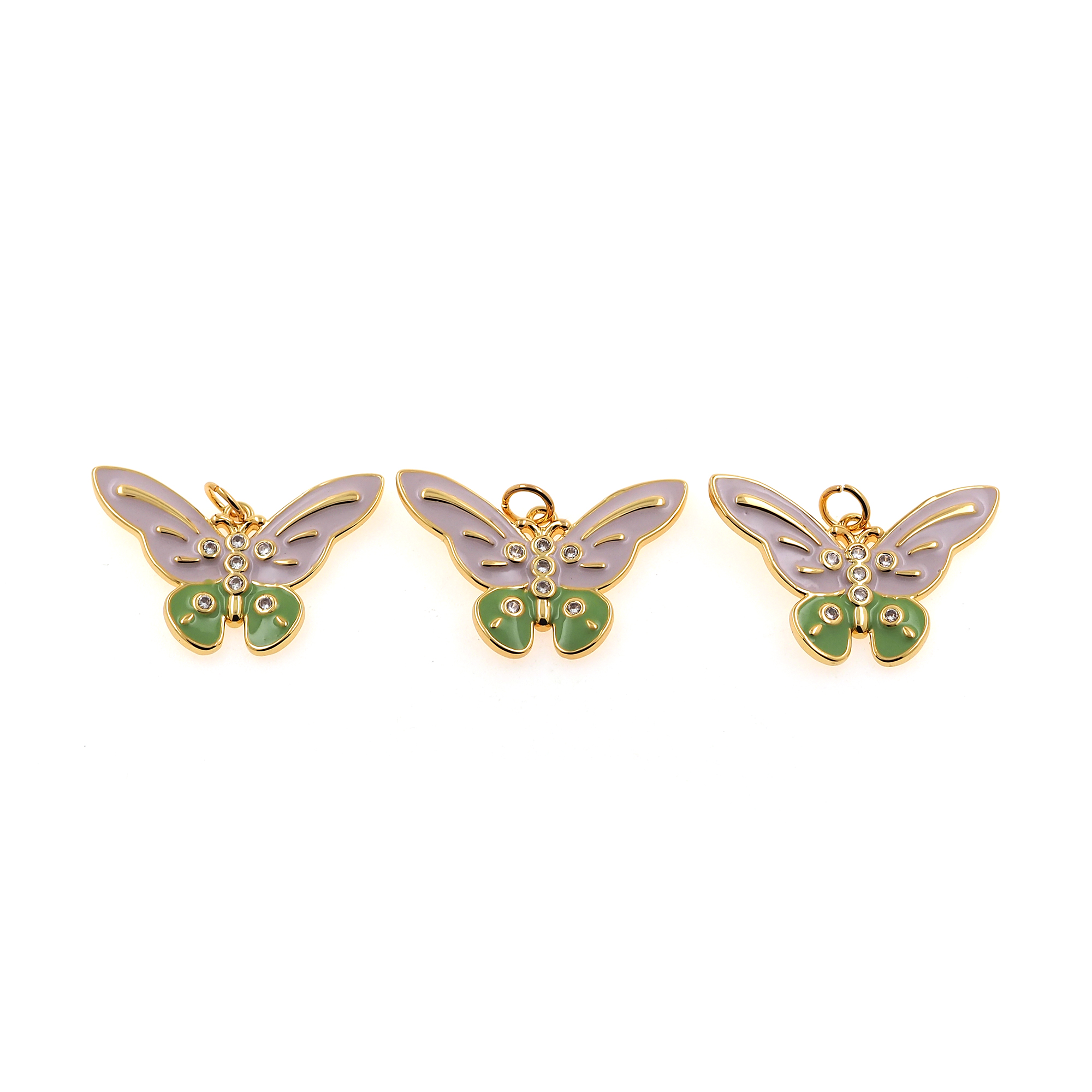 Enamel Butterfly Pendant,18K Gold Filled Butterfly Charm Earrings Necklace for DIY Jewelry Making Supply
