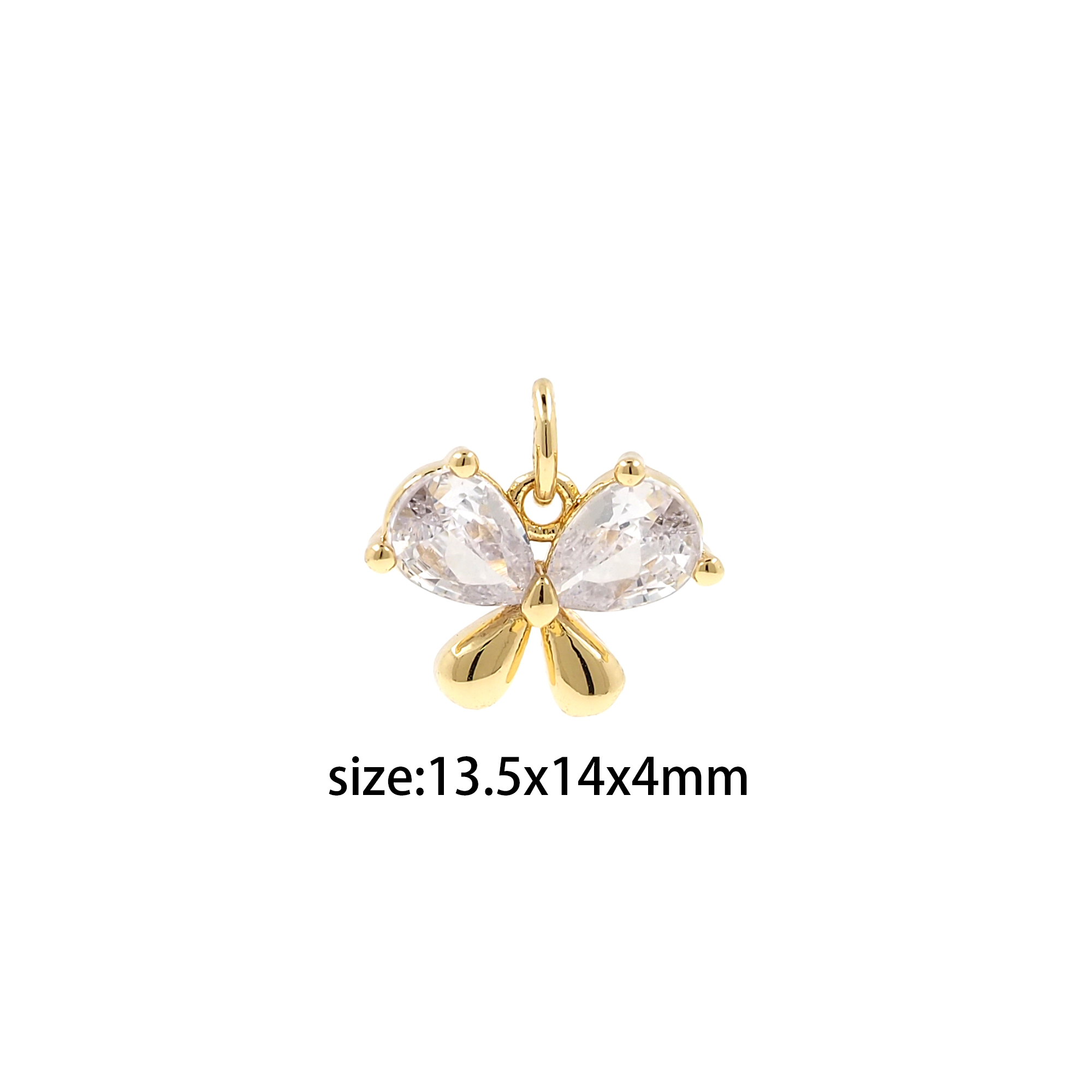 18K Gold Filled Tiny Butterfly Pendant,CZ Micro Pave Insect Charm Earrings Necklace for DIY Jewelry Making Supply