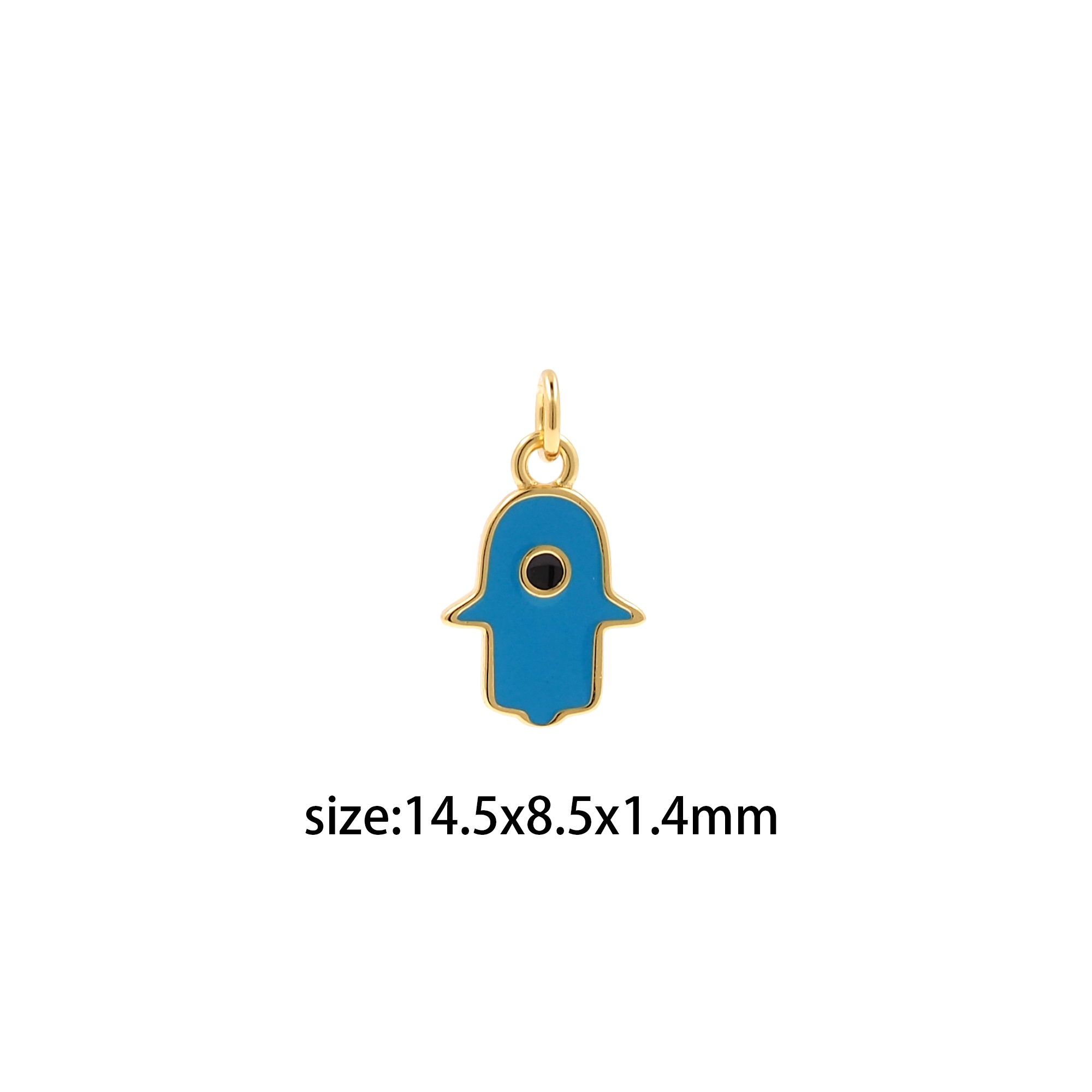 18K Gold Filled Hamsa Pendant,Enamel Hamsa Eye Charm Earrings Necklace for DIY Jewelry Making Supply