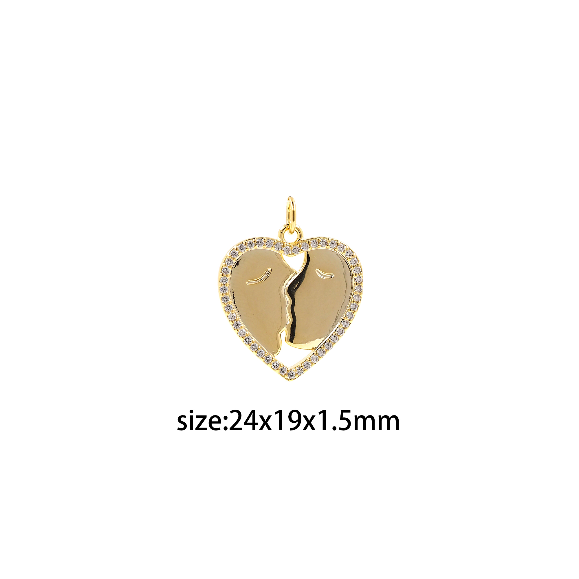 18K Gold Filled Heart Pendant,CZ Micro Pave Love Heart Charm Earrings Necklace for DIY Jewelry Making Supply