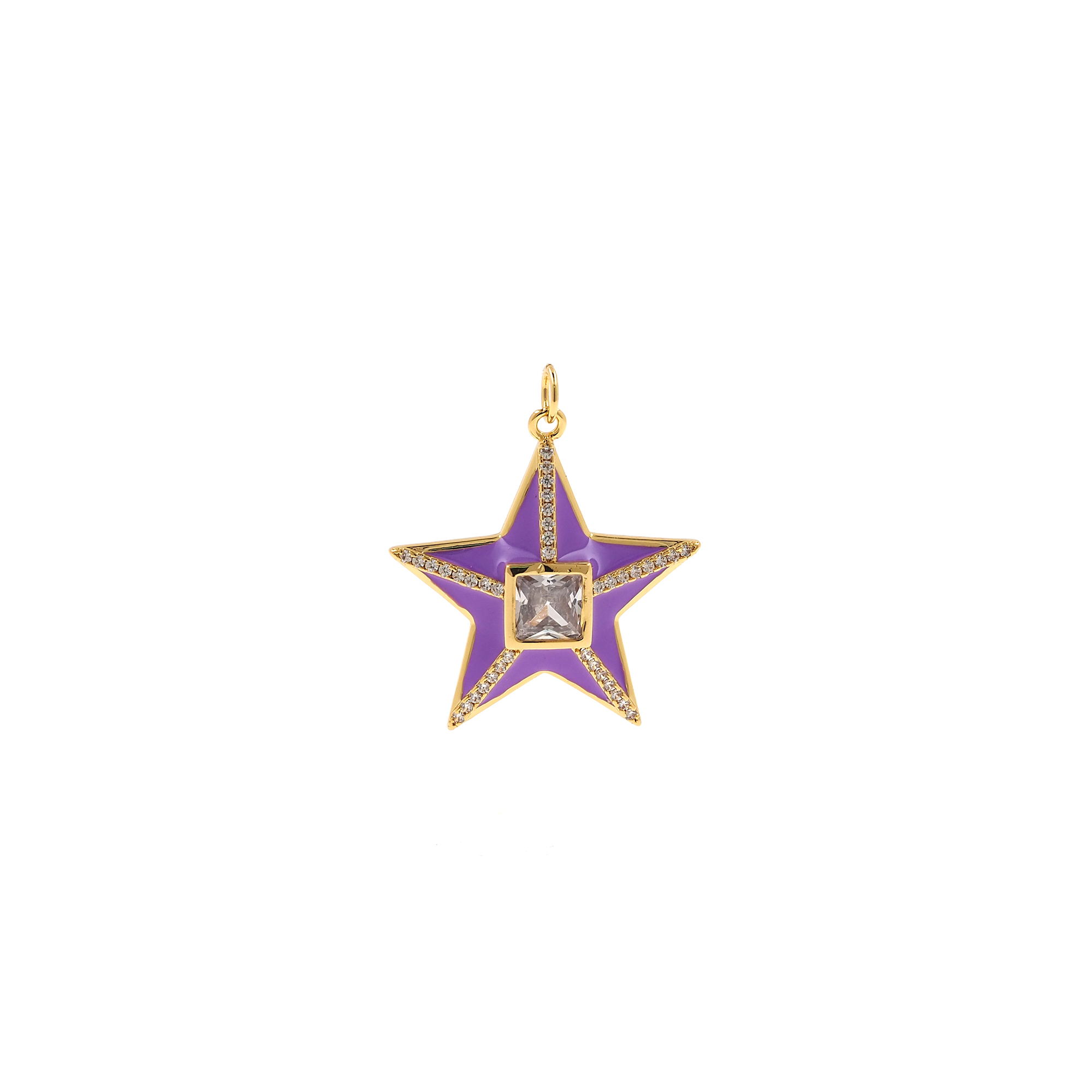 18K Gold Filled Star Pendant,Celestial Charm,Enamel Star Earrings Necklace for DIY Jewelry Making Supply