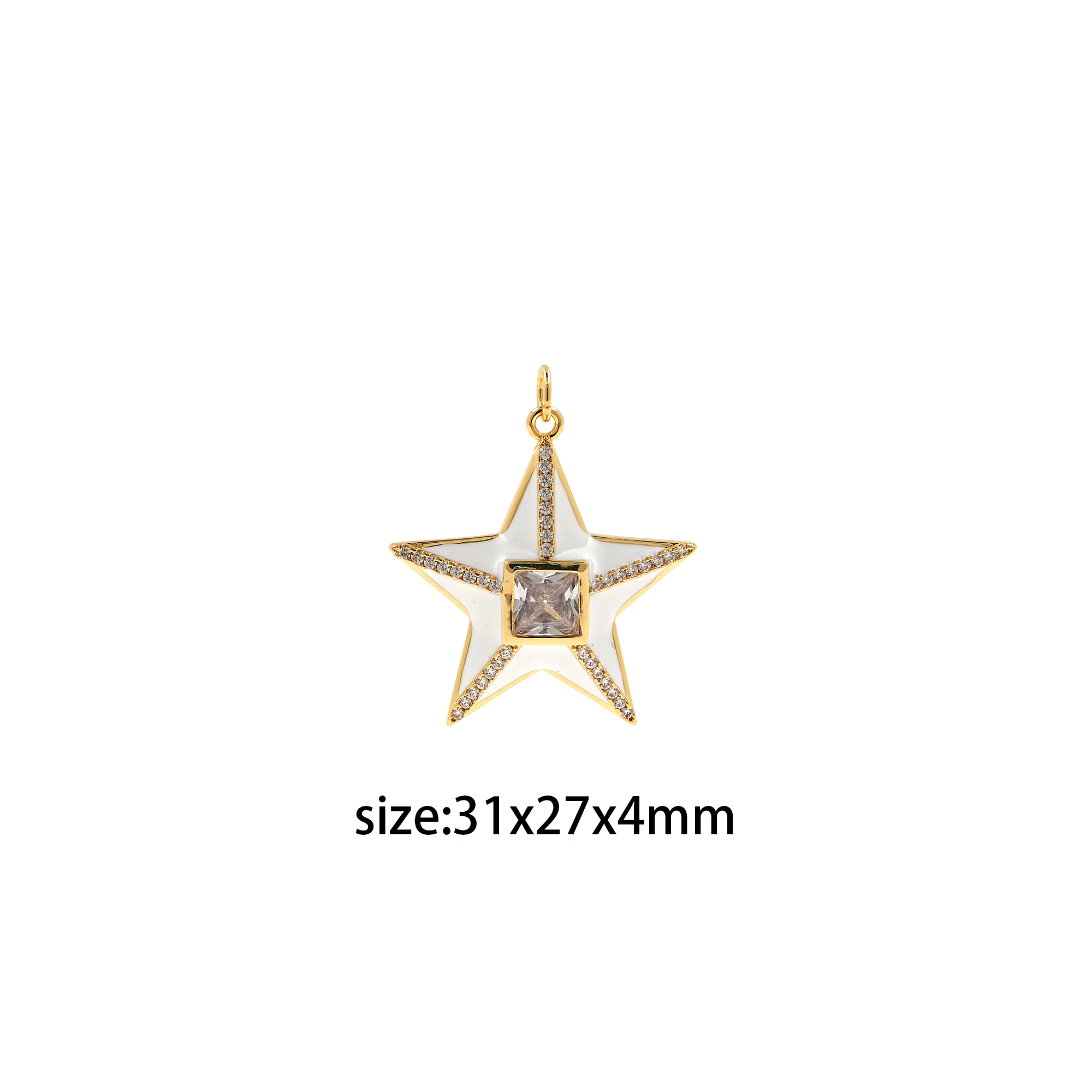 18K Gold Filled Star Pendant,Celestial Charm,Enamel Star Earrings Necklace for DIY Jewelry Making Supply