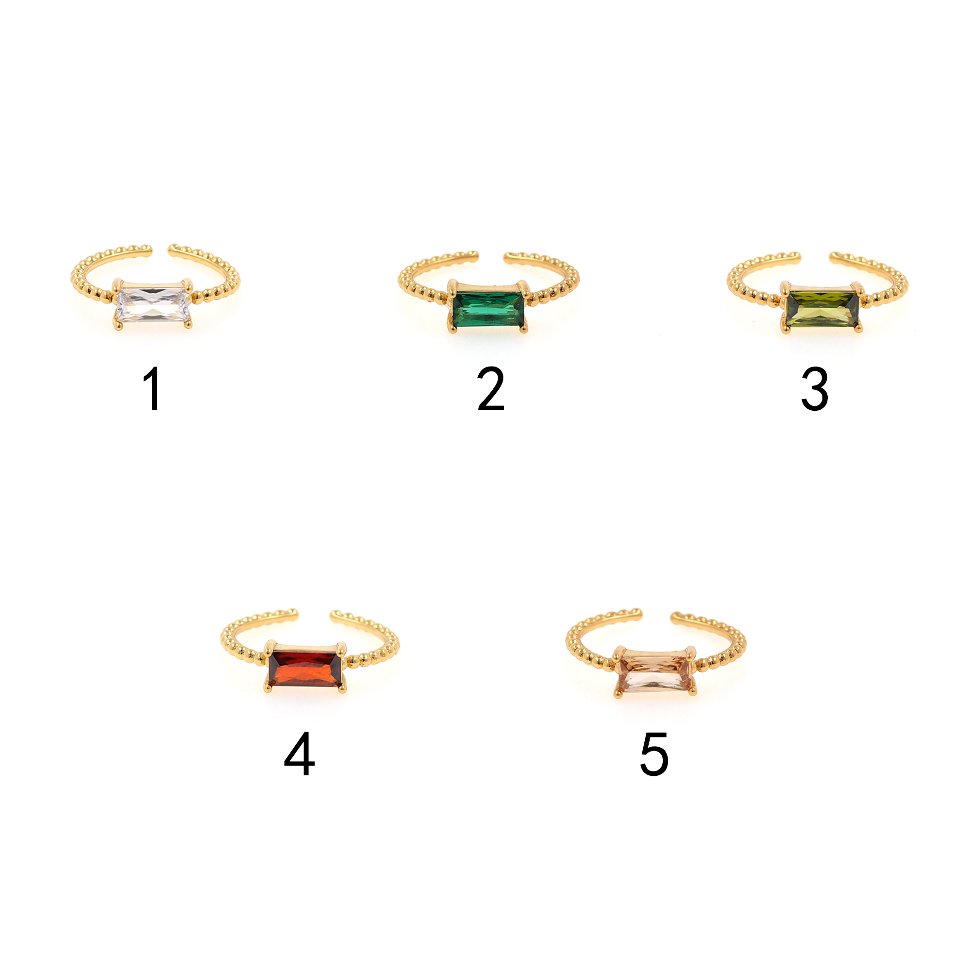 18K Gold Filled Thin Rings,Rectangle CZ Ring,Minimalist Ring,Dainty Zirconia Ring,Open Ring,Adjustable Ring