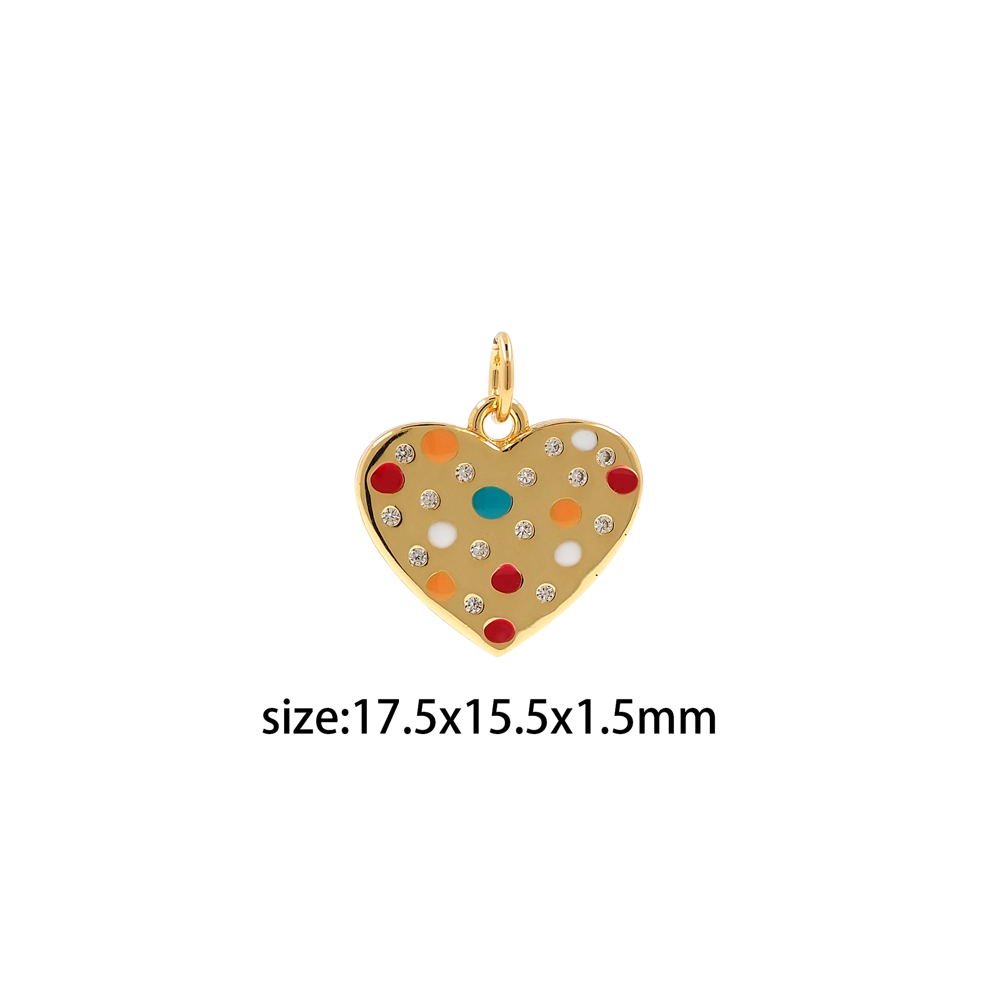18K Gold Filled Enamel Heart Pendant,CZ Micro Pave Heart Charm Earrings Necklace for DIY Jewelry Making Supply