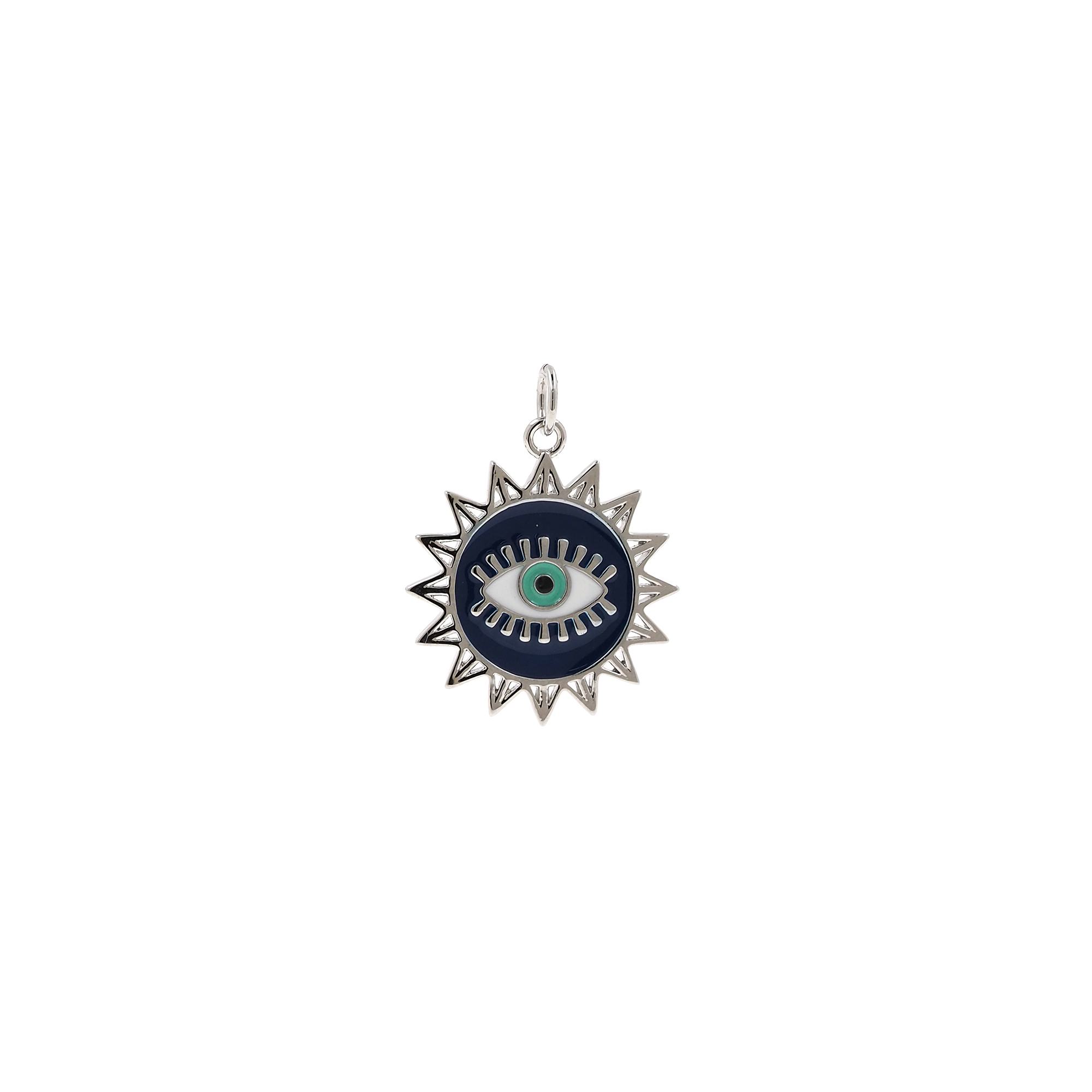 18K Gold Filled Sun Eye Pendant,Enamel Evil Eye Charm Earrings Necklace for DIY Jewelry Making Supply