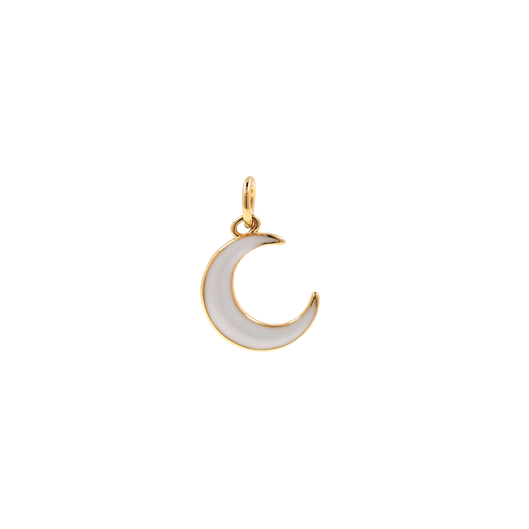 18K Gold Filled Tiny Moon Pendant,Enamel Moon Charm Earrings Necklace for DIY Jewelry Making Supply
