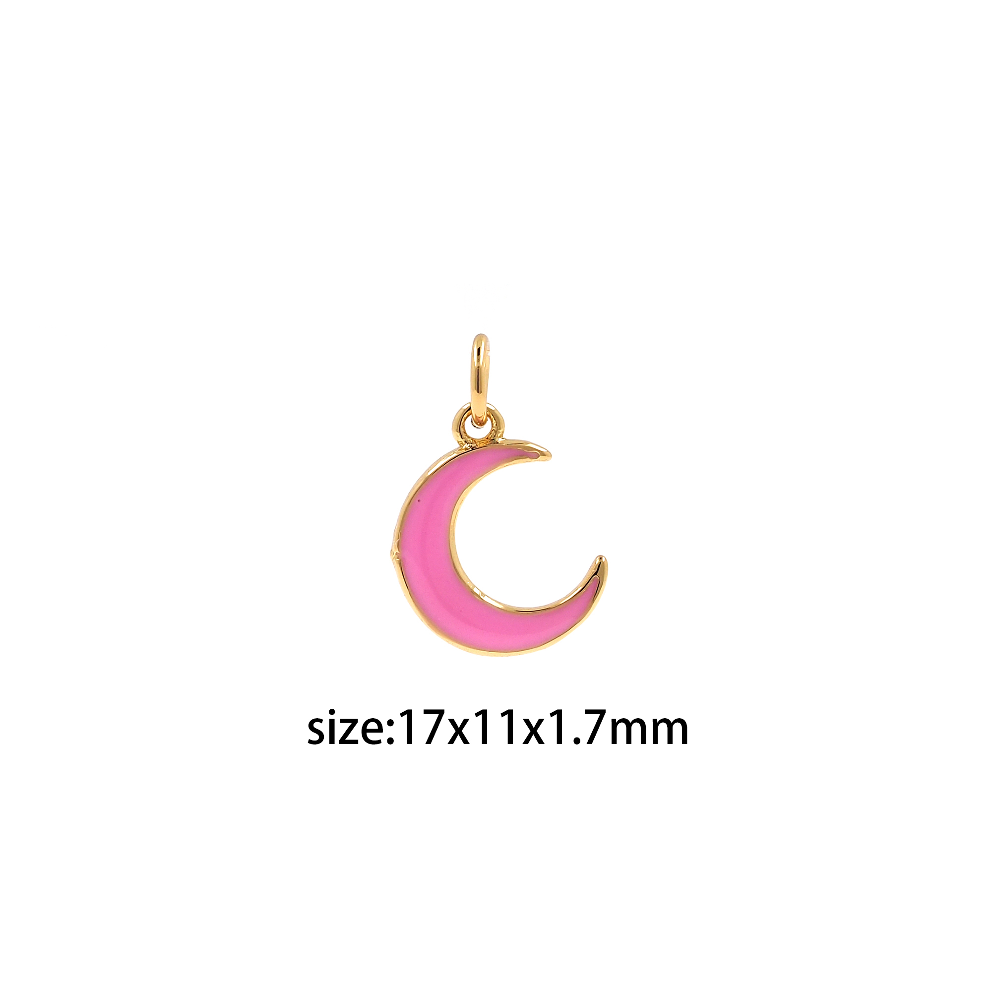 18K Gold Filled Tiny Moon Pendant,Enamel Moon Charm Earrings Necklace for DIY Jewelry Making Supply