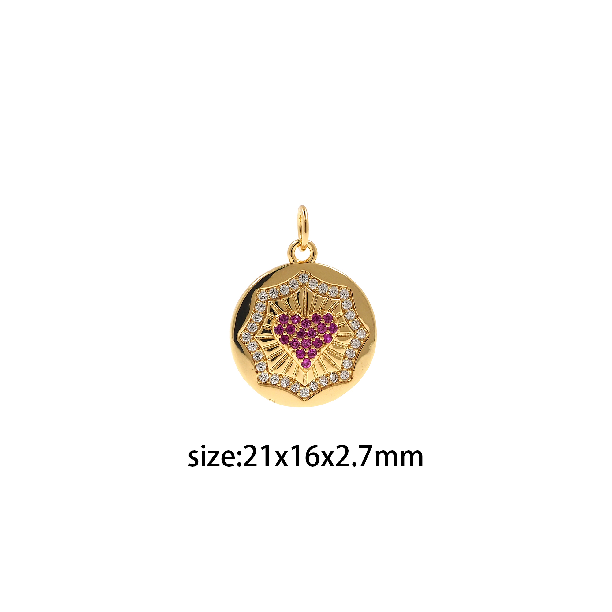 CZ Micro Pave Heart Pendant,18K Gold Filled Heart Charm Earrings Necklace for DIY Jewelry Making Supply