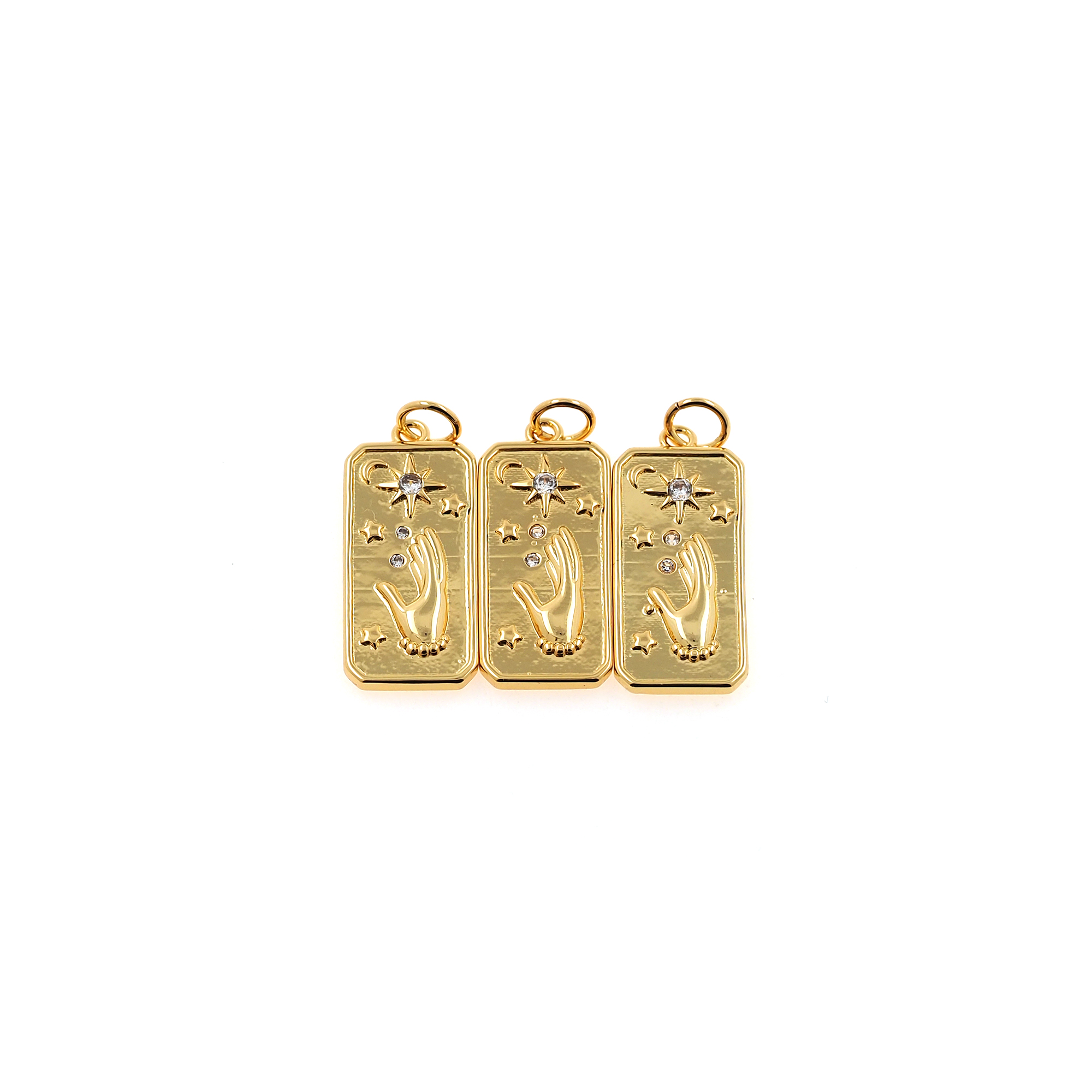 18K Gold Filled Gesture Pendant,CZ Micro Pave Gesture Charm Earrings Necklace for DIY Jewelry Making Supply