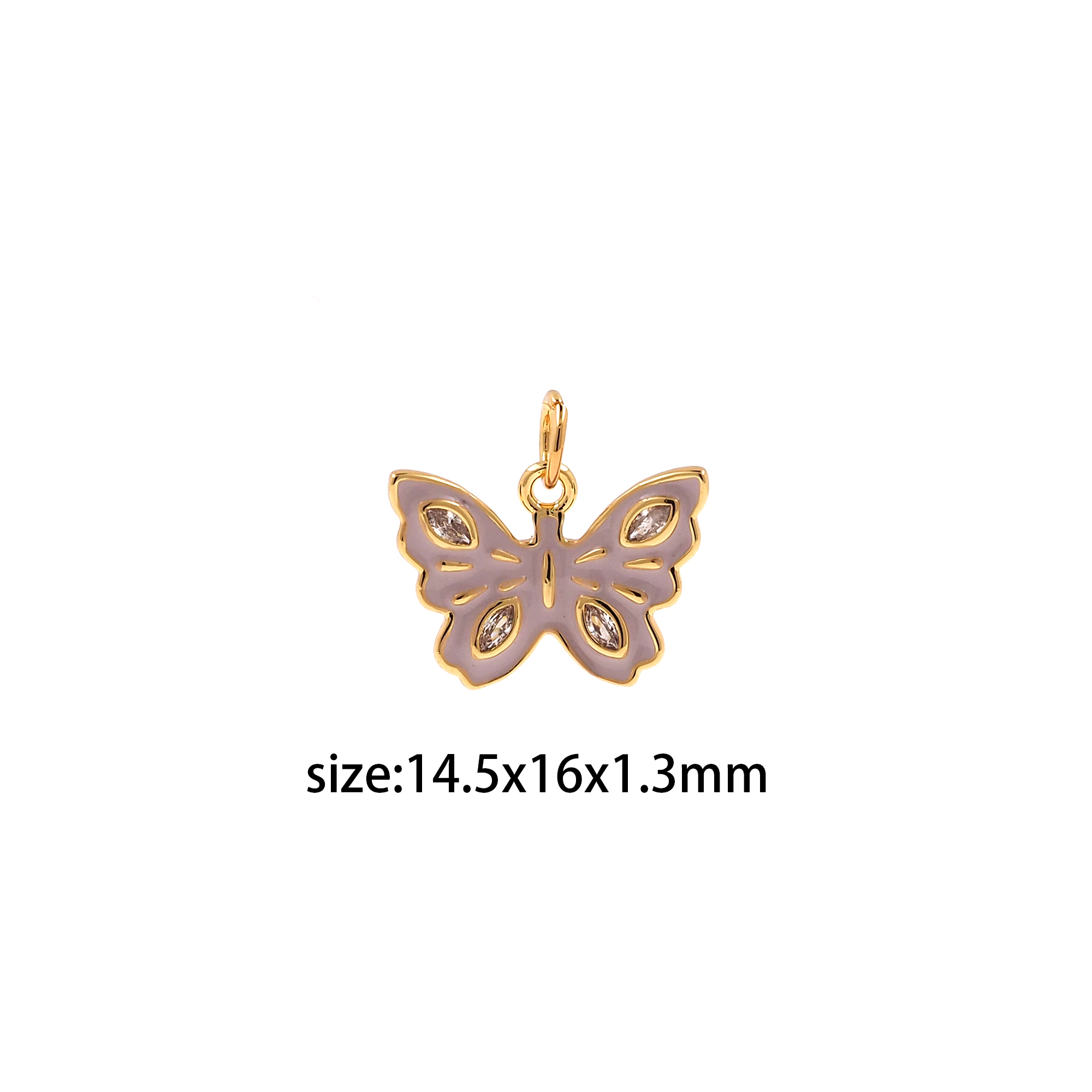 Enamel Butterfly Pendant,18K Gold Filled Butterfly Charm Earrings Necklace for DIY Jewelry Making Supply
