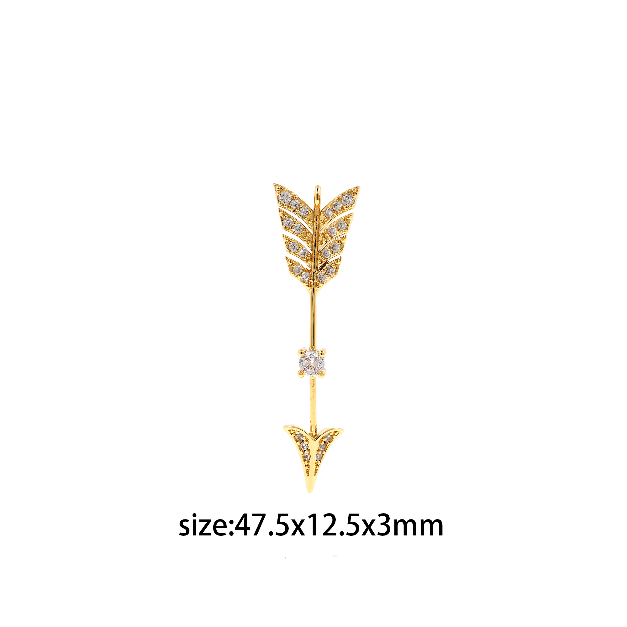 18K Gold Filled Arrow Pendant,CZ Micro Pave Arrow Charm Earrings Necklace for DIY Jewelry Making Supply
