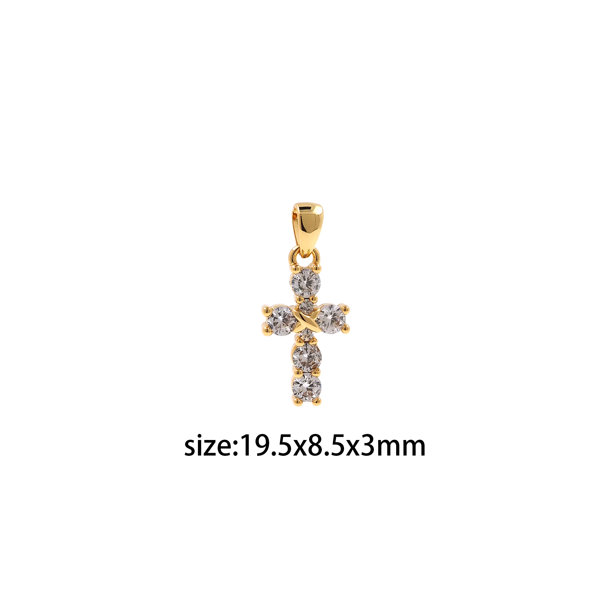 18K Gold Filled Tiny Cross Pendant,CZ Micro Pave Religious Charm Earrings Necklace for DIY Jewelry Making Supply