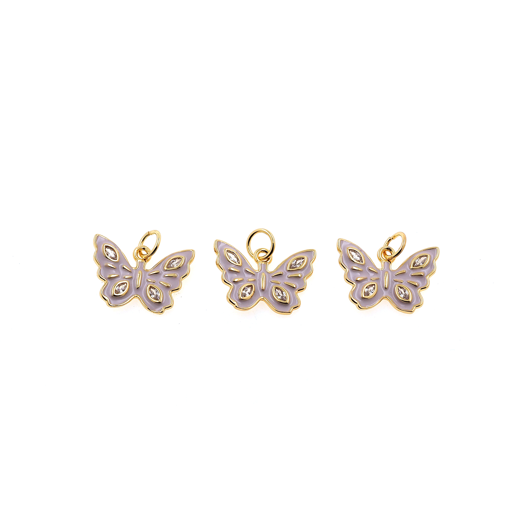 Enamel Butterfly Pendant,18K Gold Filled Butterfly Charm Earrings Necklace for DIY Jewelry Making Supply