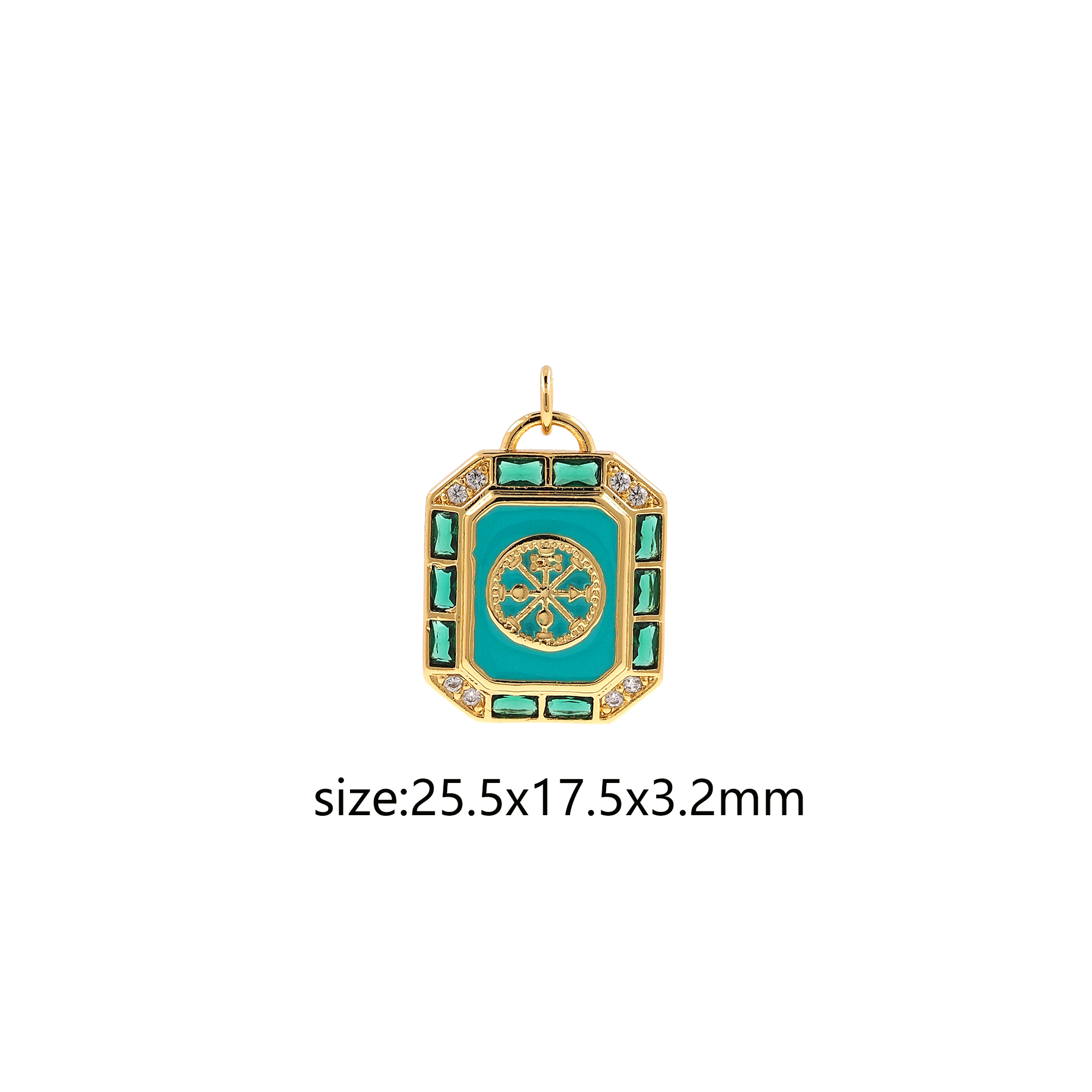 18K Gold Filled Rectangle Pendant,CZ Micro Pave Rectangle Charm Earrings Necklace for DIY Jewelry Making Supply