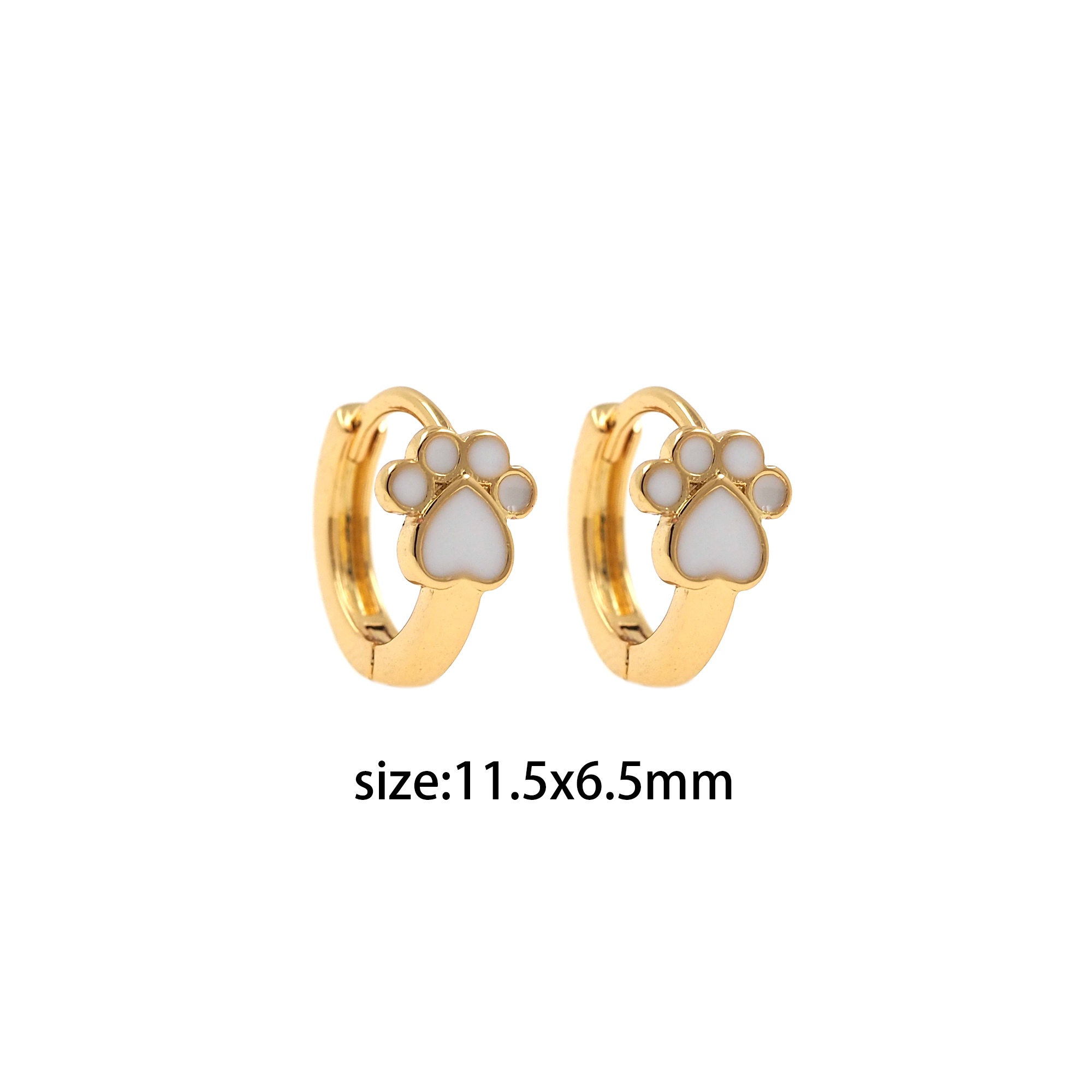 18K Gold Filled Paw Hoops,Colorful Enamel Earrings,Paw Enamel Earrings,Gold Hoop Earrings,Huggie Earrings