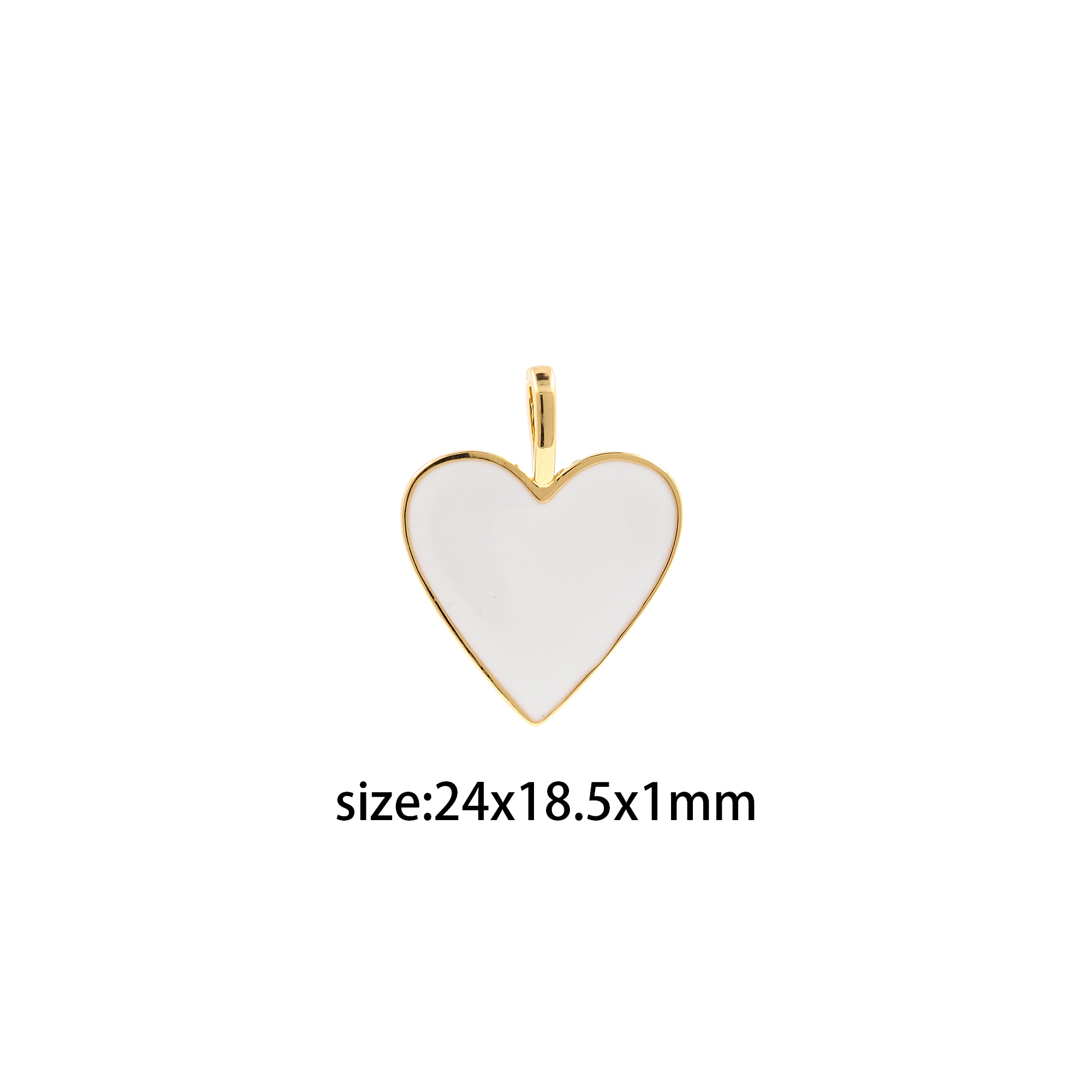 Enamel Heart Pendant,18K Gold Filled Heart Charm Earrings Necklace for DIY Jewelry Making Supply