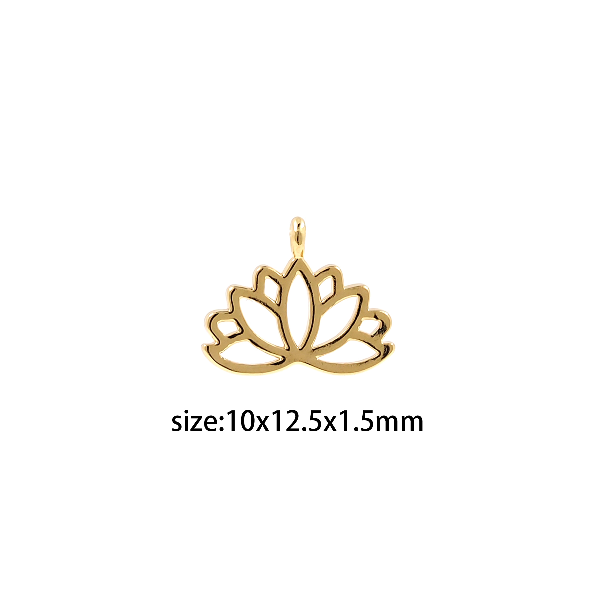 18K Gold Filled Lotus Pendant,Tiny Lotus Charm Earrings Necklace for DIY Jewelry Making Supply