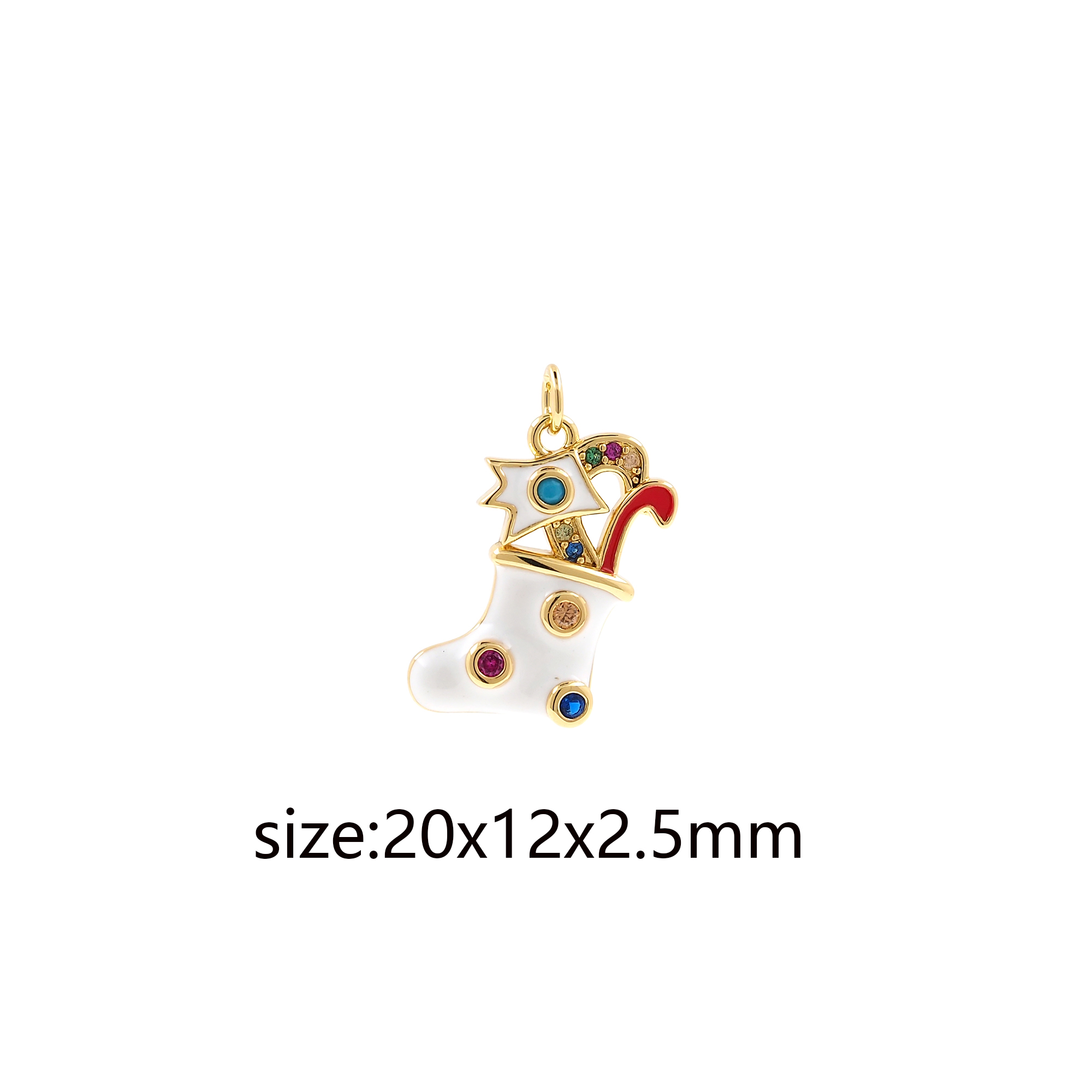18K Gold Filled Christmas Pendant,Enamel Christmas Charm Earrings Necklace for DIY Jewelry Making Supply