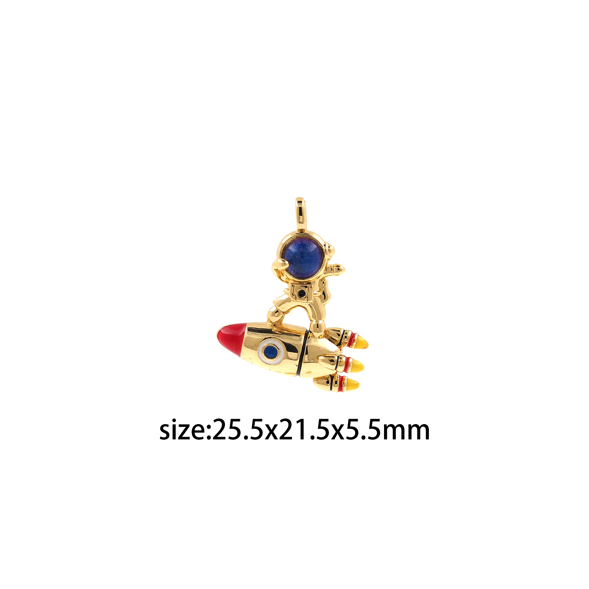 18K Gold Filled Astronaut Pendant,Space Charm,Rocket Earrings Necklace for DIY Jewelry Making Supply