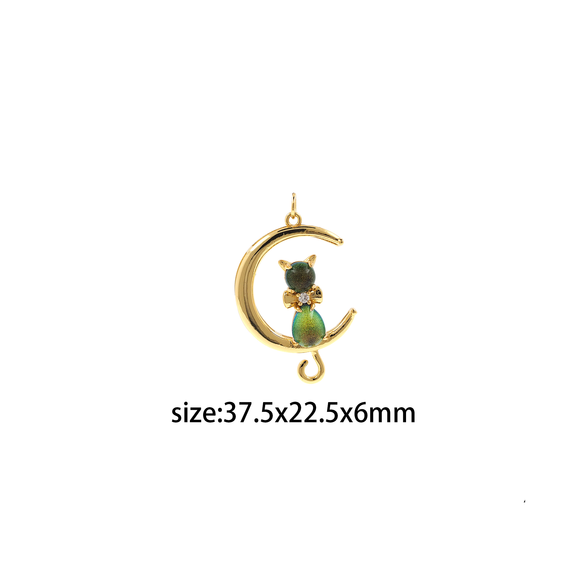 18K Gold Filled Moon Cat Pendant,Cute Cat Charm Earrings Necklace for DIY Jewelry Making Supply