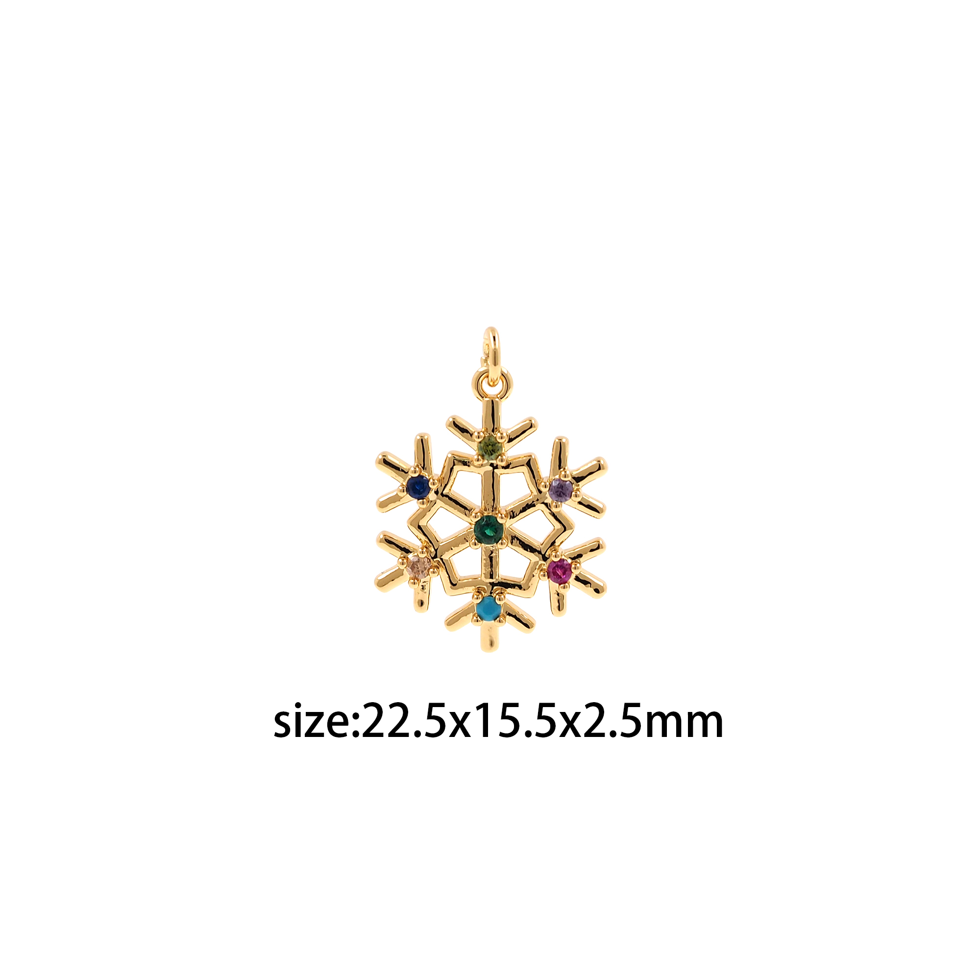18K Gold Filled Snowflake Pendant,CZ Micro Pave Snowflake Charm Earrings Necklace for DIY Jewelry Making Supply