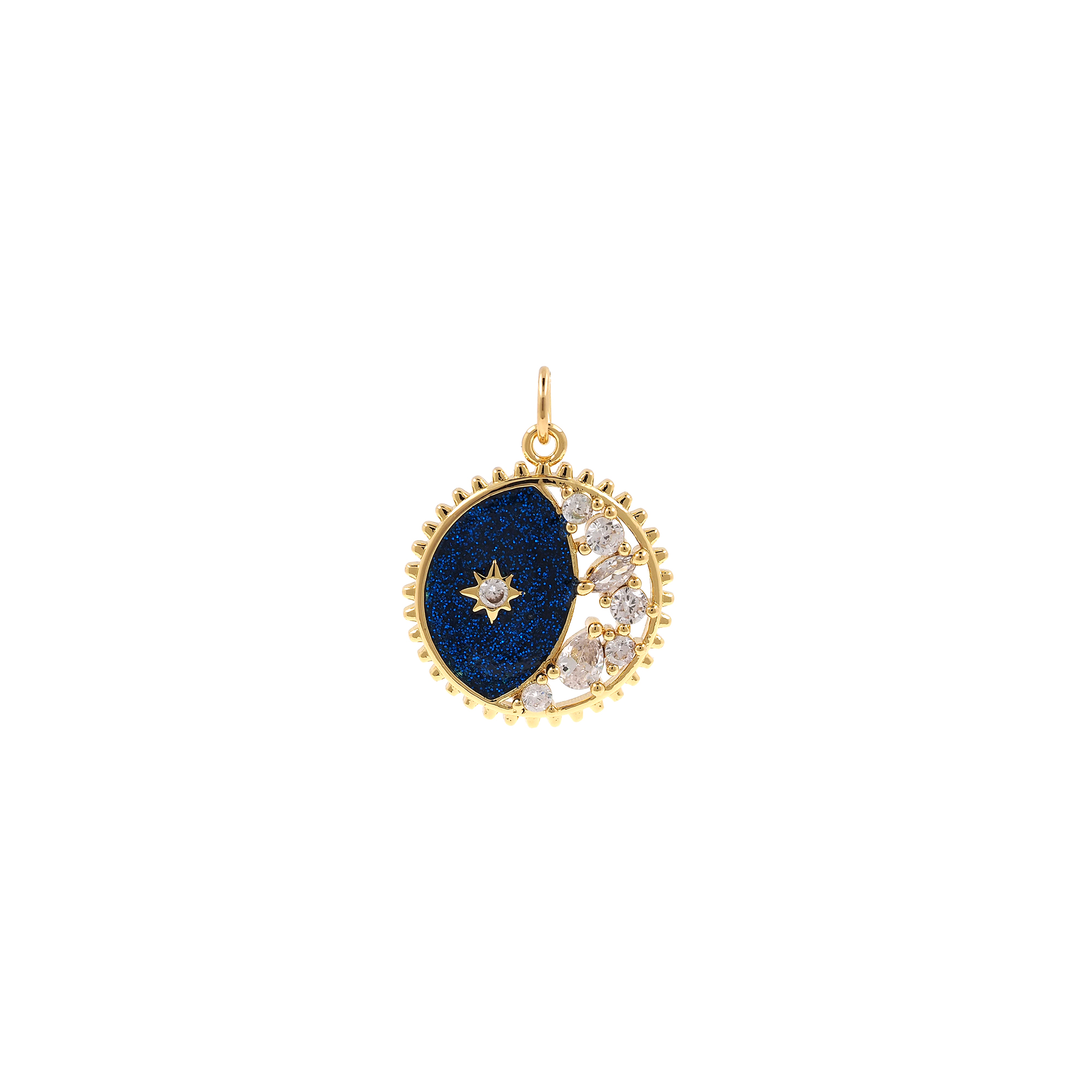 CZ Micro Pave Celestial Pendant,18K Gold Filled Moon Charm Earrings Necklace for DIY Jewelry Making Supply