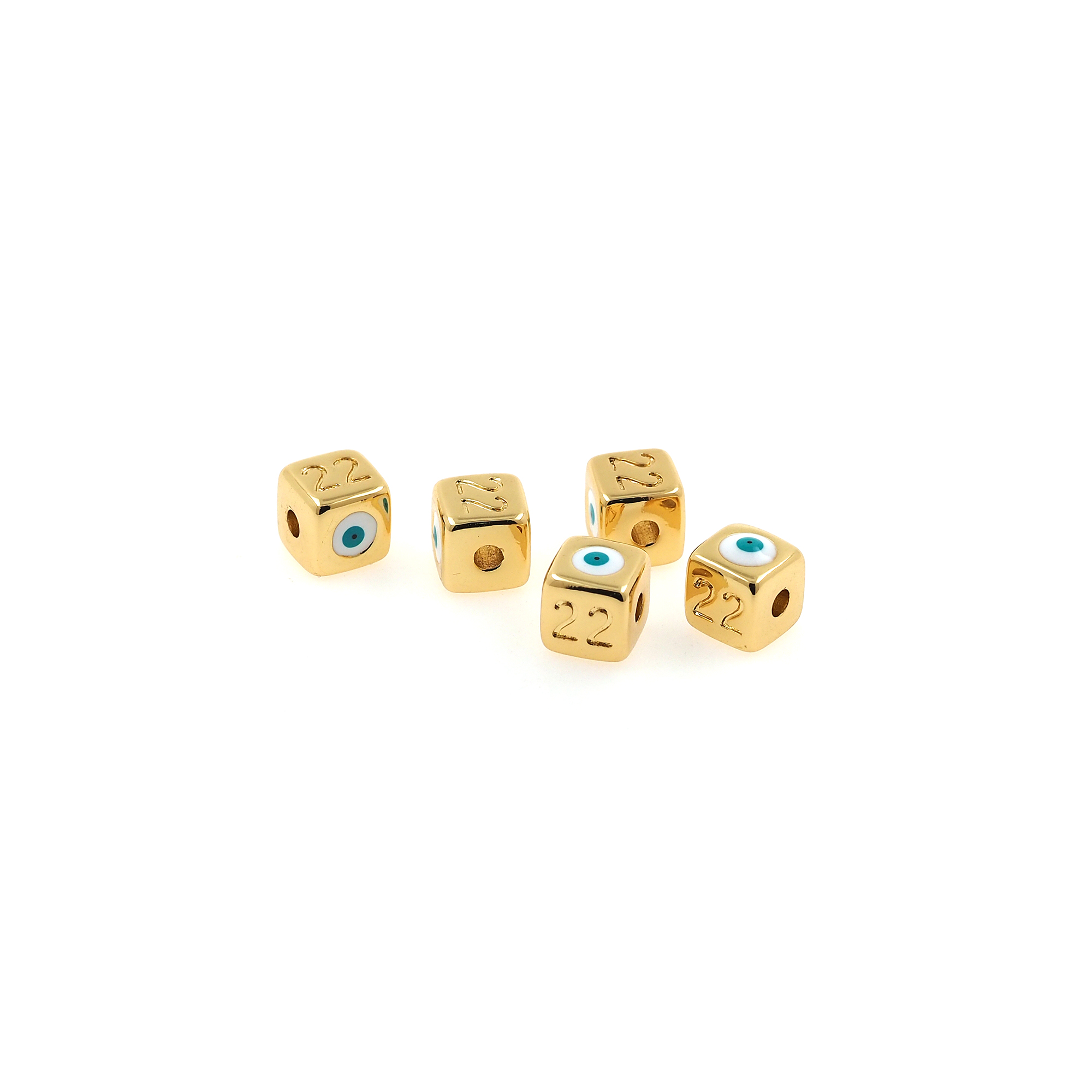 18K Gold Filled Evil Eye Spacer Beads,Cube Eye Bead,Enamel Evil Eye Bead for Bracelet Jewelry Necklace Making Supply