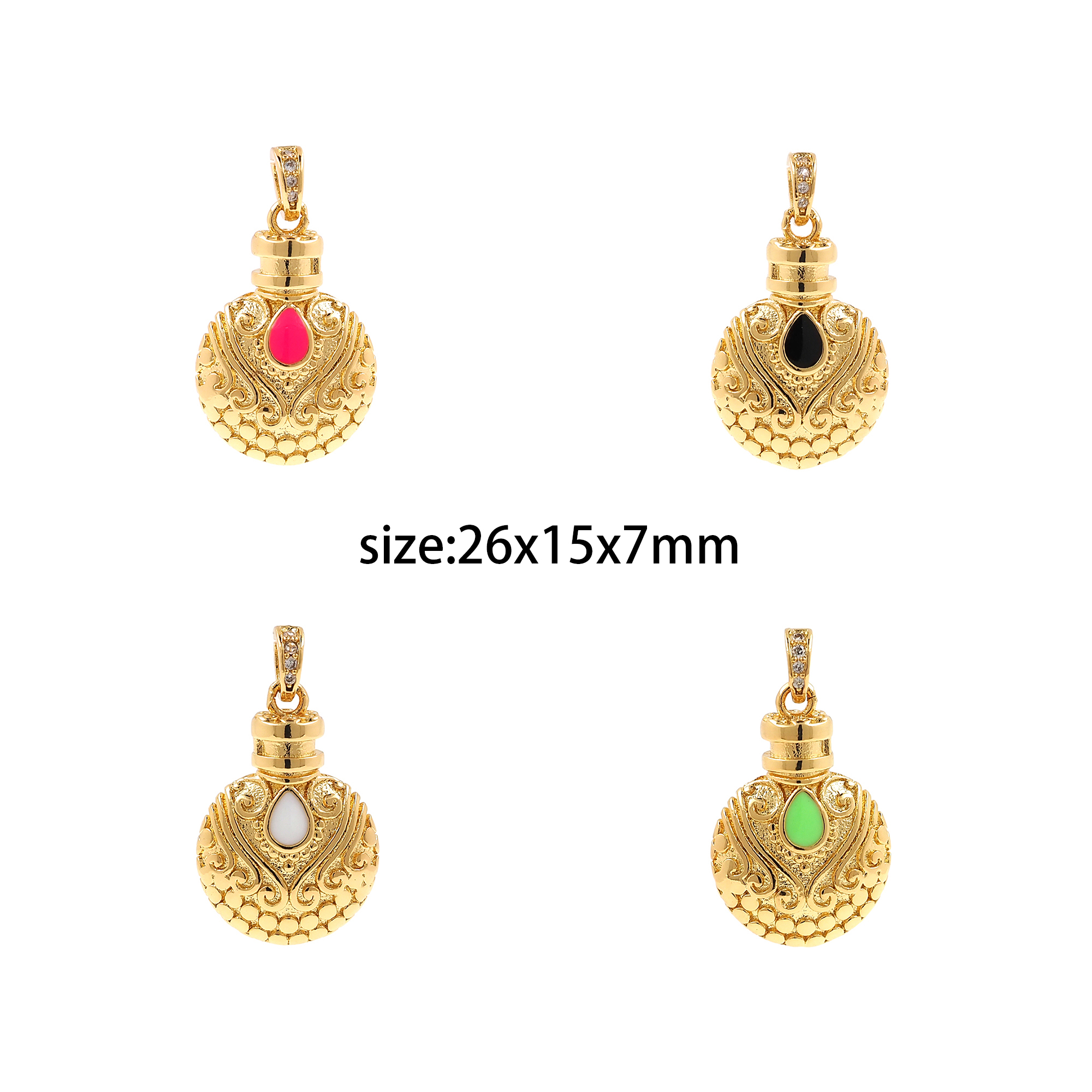 18K Gold Filled Kettle Pendant,Enamel Kettle Charm Earrings Necklace for DIY Jewelry Making Supply