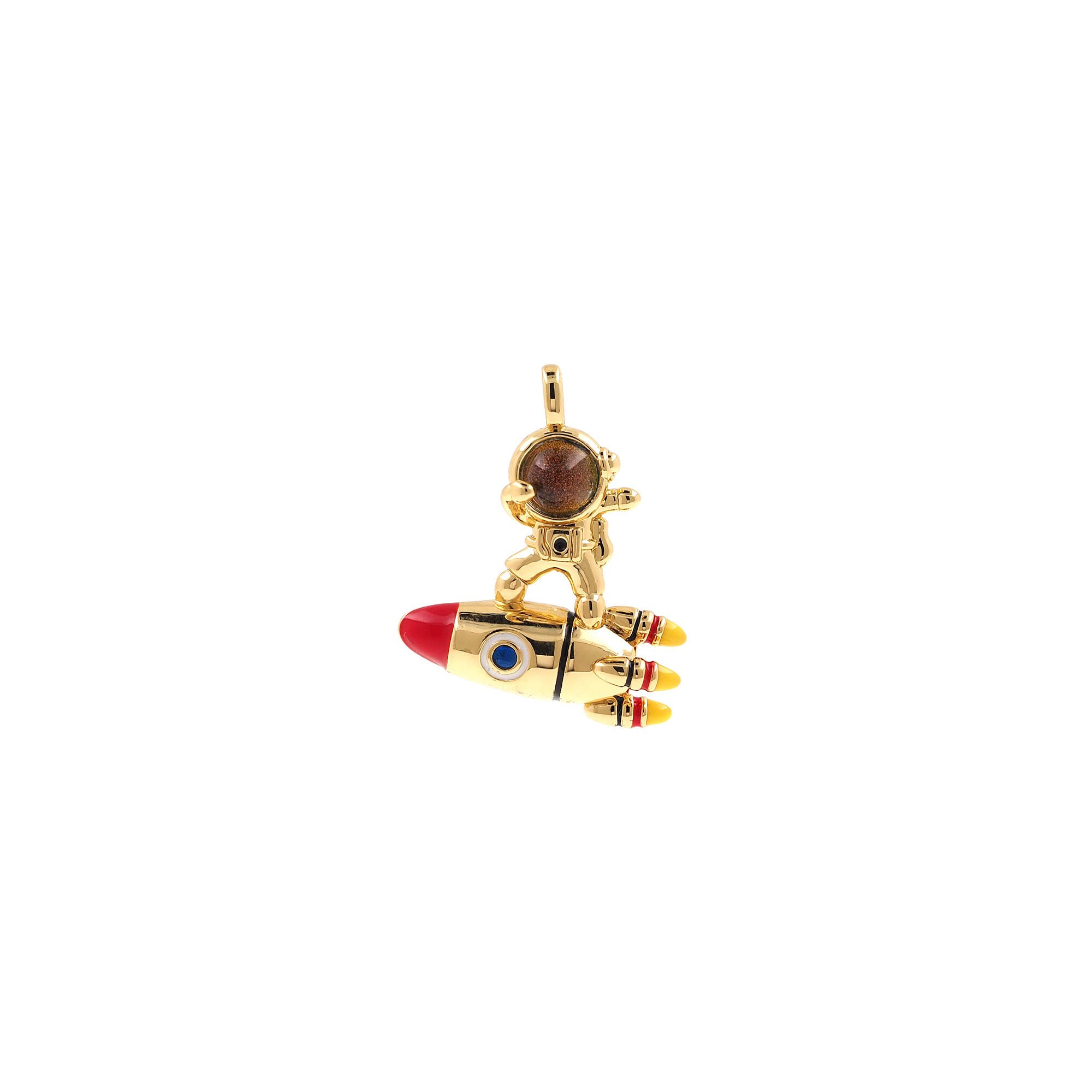 18K Gold Filled Astronaut Pendant,Space Charm,Rocket Earrings Necklace for DIY Jewelry Making Supply