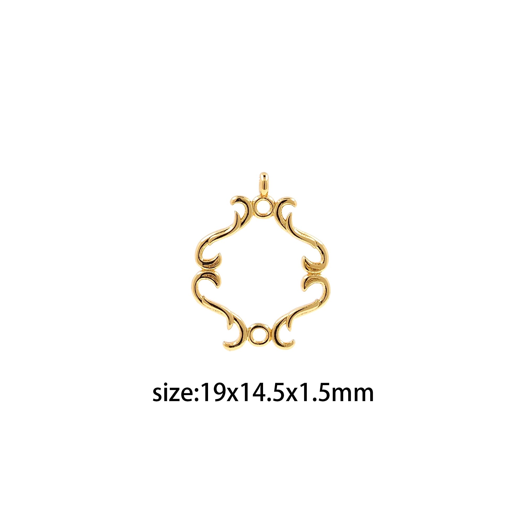 18K Gold Filled Filigree Pendant,Vine Charm Earrings Necklace for DIY Jewelry Making Supply