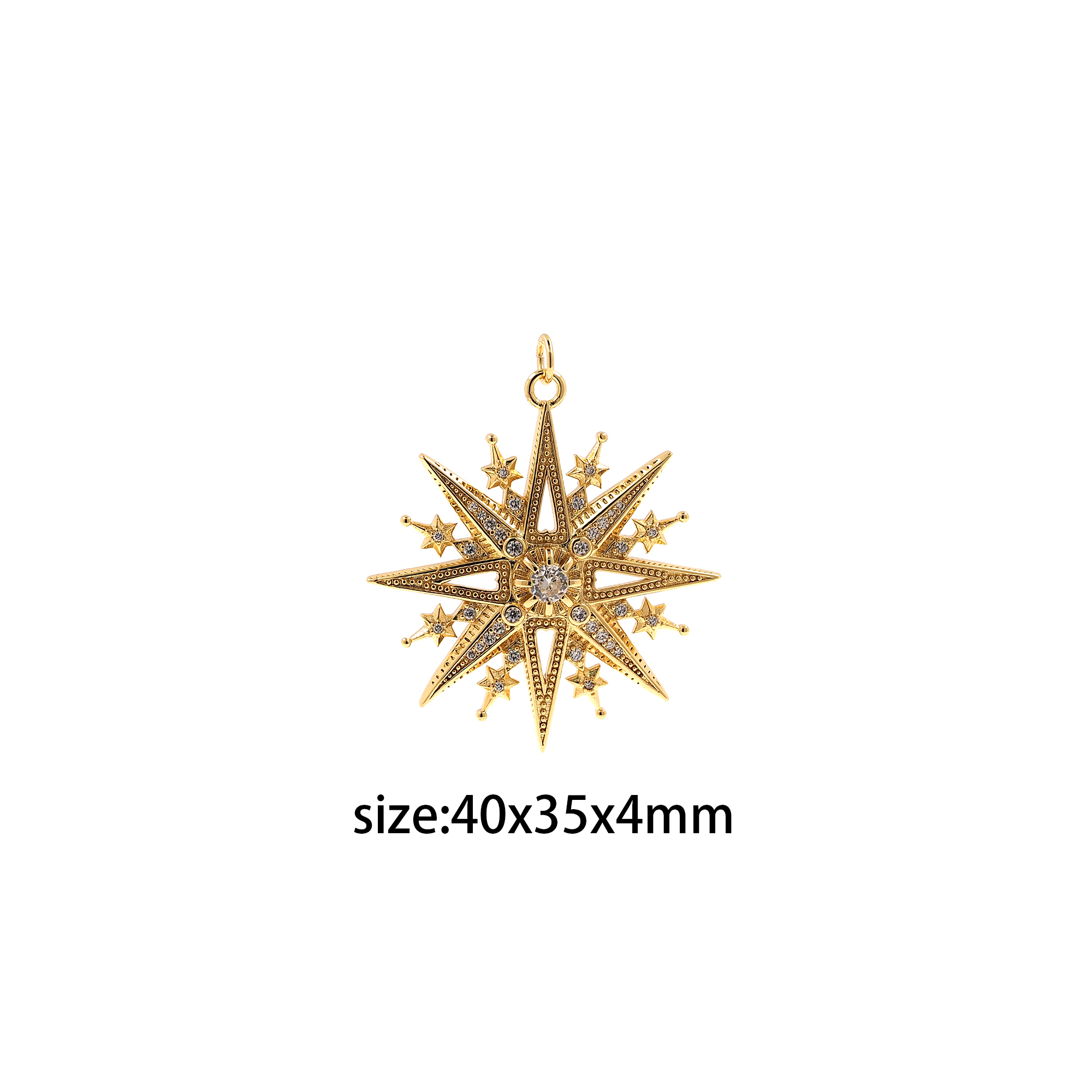 18K Gold Filled Star Pendant,Celestial Charm,CZ Micro Pave Star Earrings Necklace for DIY Jewelry Making Supply