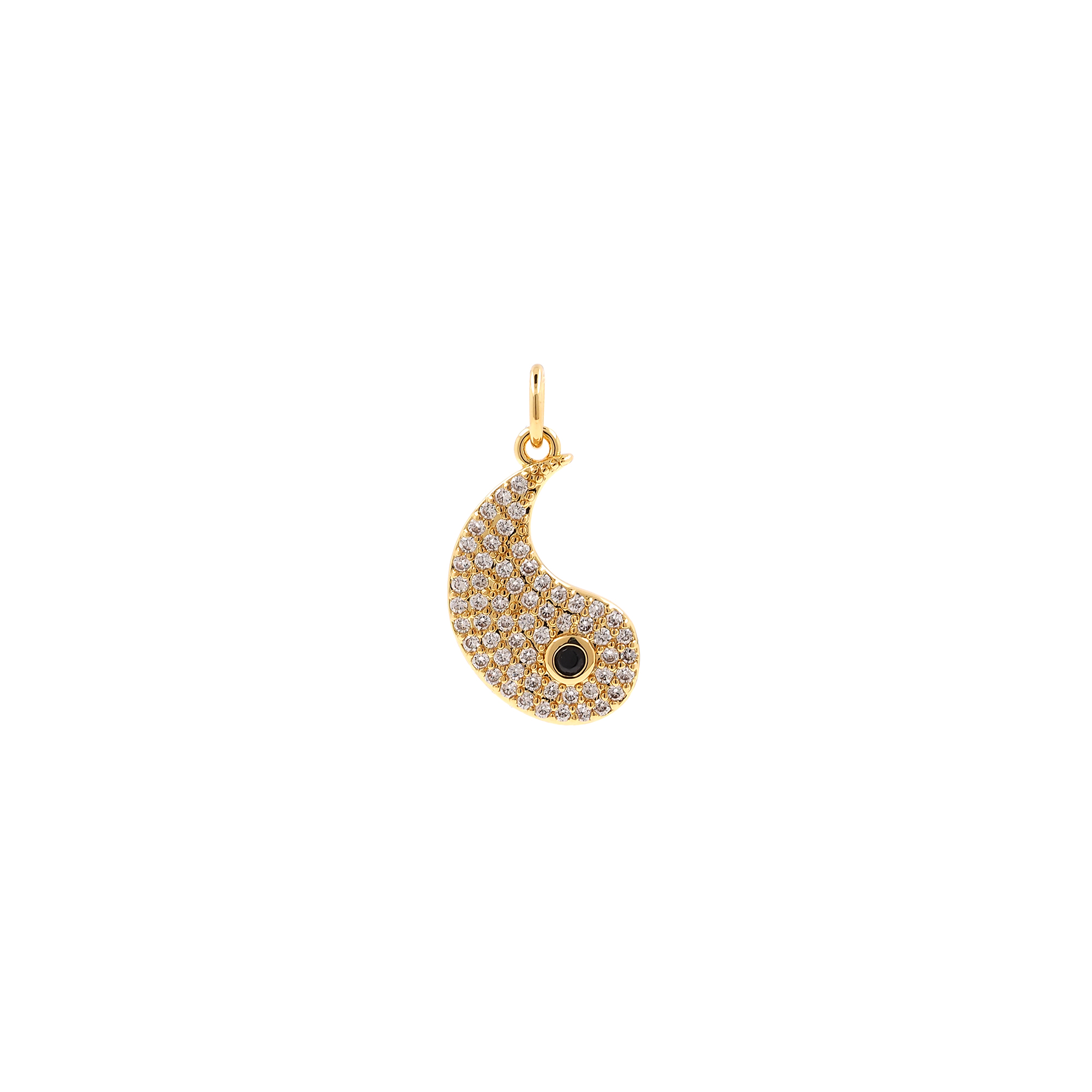 18K Gold Filled Yin Yang Pendant,CZ Micro Pave Gossip Charm Earrings Necklace for DIY Jewelry Making Supply