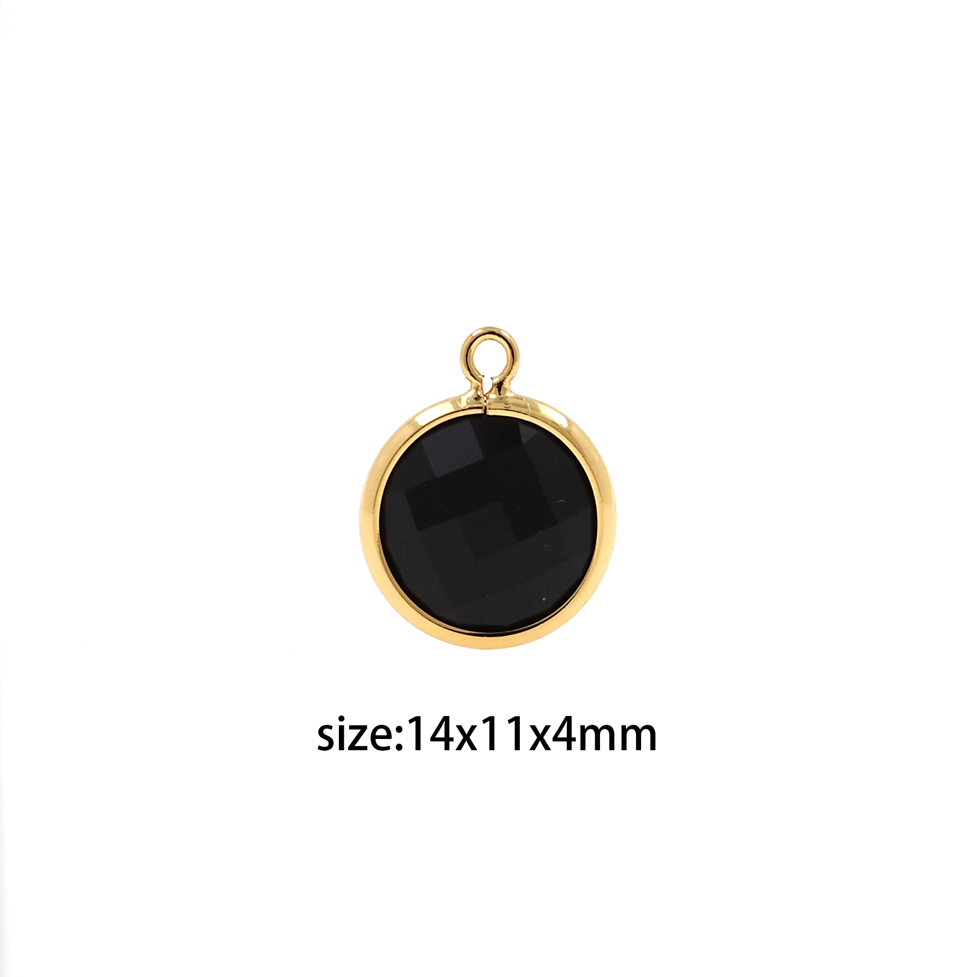 18K Gold Filled Round Pendant,Crystal Charm Earrings Necklace for DIY Jewelry Making Supply