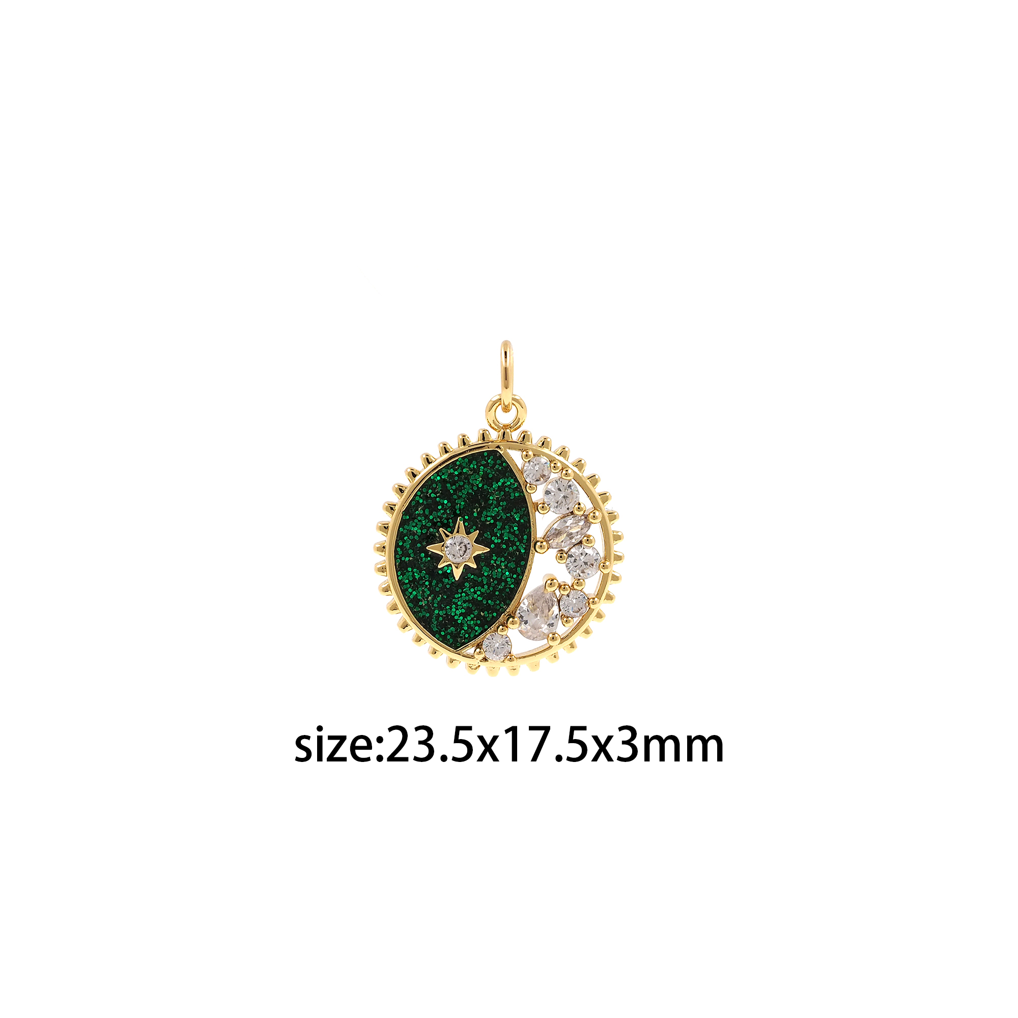 CZ Micro Pave Celestial Pendant,18K Gold Filled Moon Charm Earrings Necklace for DIY Jewelry Making Supply