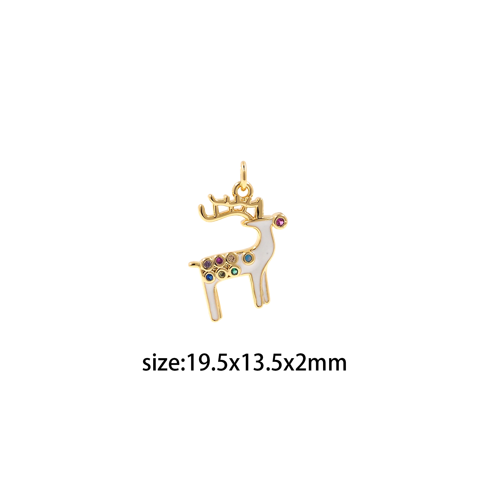 18K Gold Filled Elk Pendant,Enamel Deer Charm Earrings Necklace for DIY Jewelry Making Supply