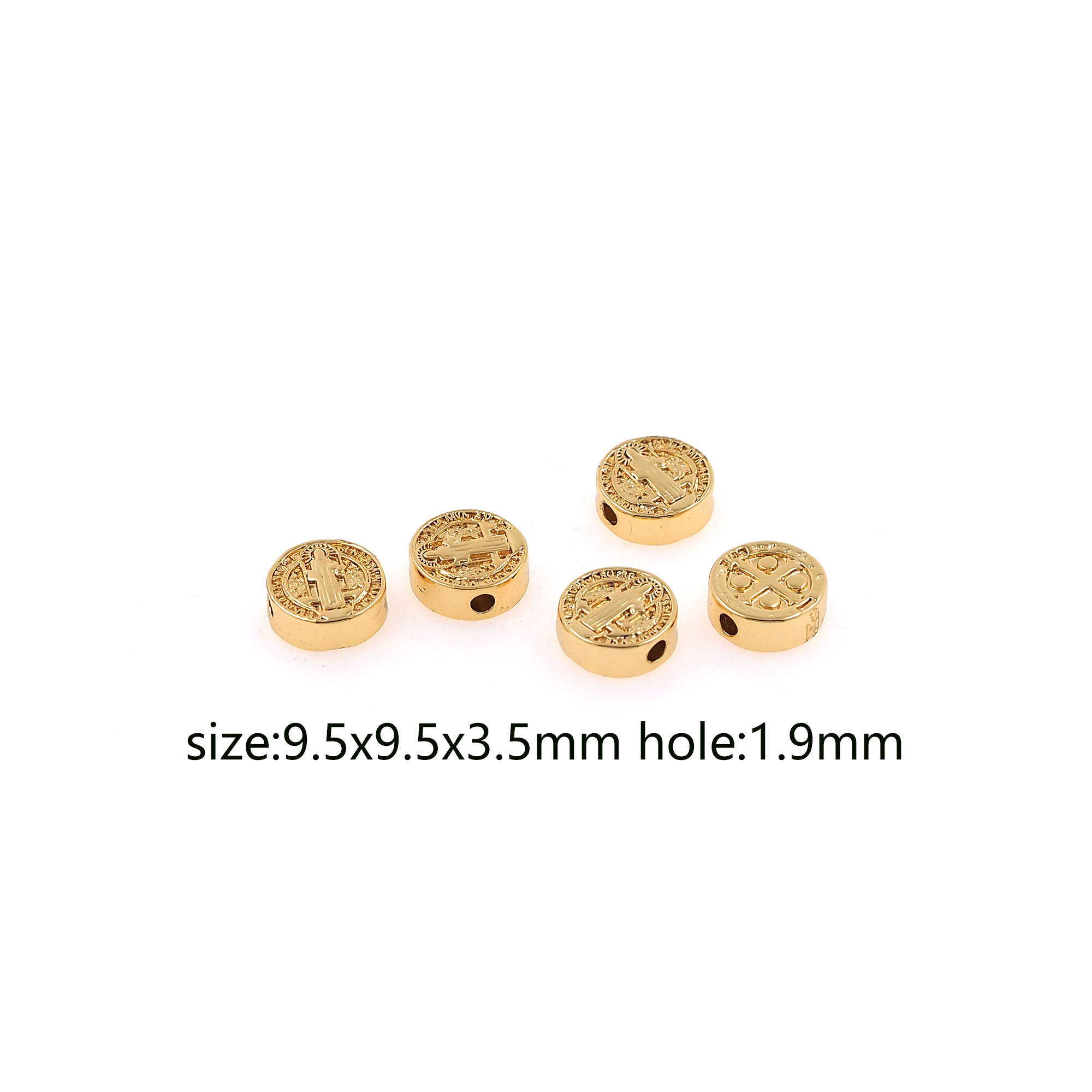 18K Gold Filled Benedict Spacer Beads,Religious Bead,Dainty Benedict Bead  for Bracelet Jewelry Necklace Making Supply