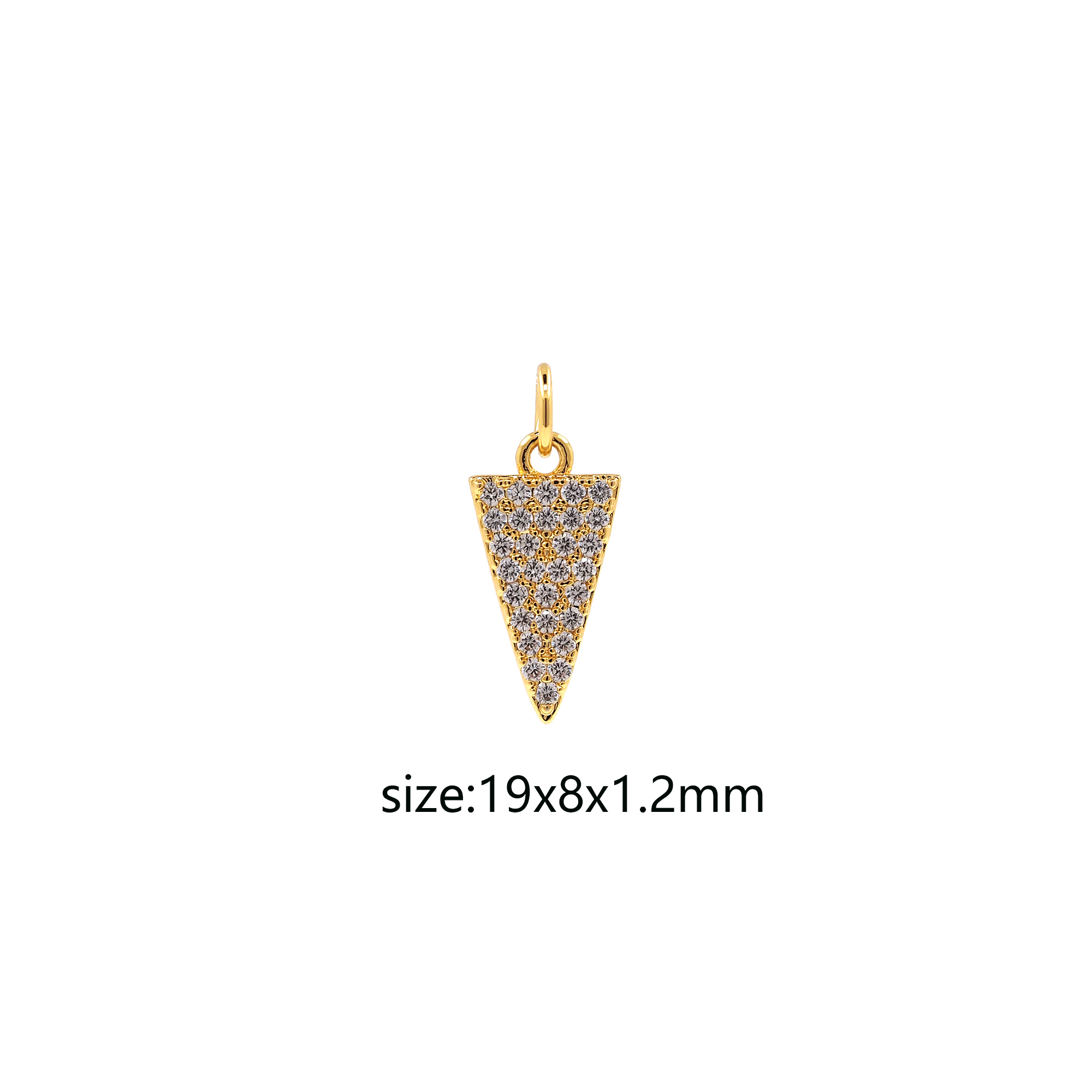 18K Gold Filled Triangle Pendant,CZ Micro Pave Triangle Charm Earrings Necklace for DIY Jewelry Making Supply