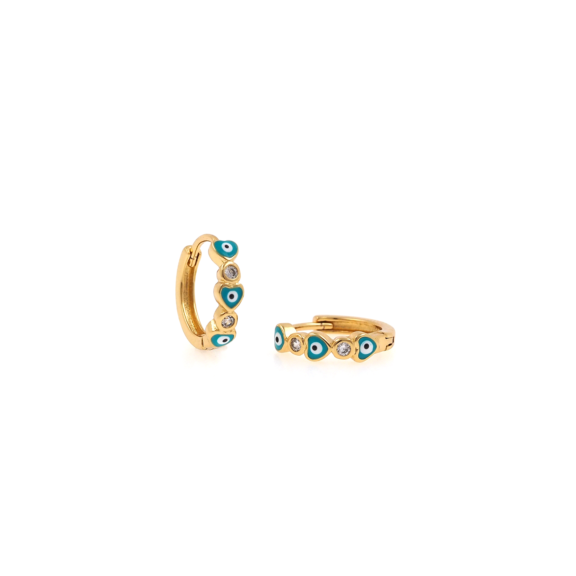 18K Gold Filled Evil Eye Hoops,Colorful Enamel Earrings,Heart Eye Enamel Earrings,Gold Hoop Earrings,Huggie Earrings