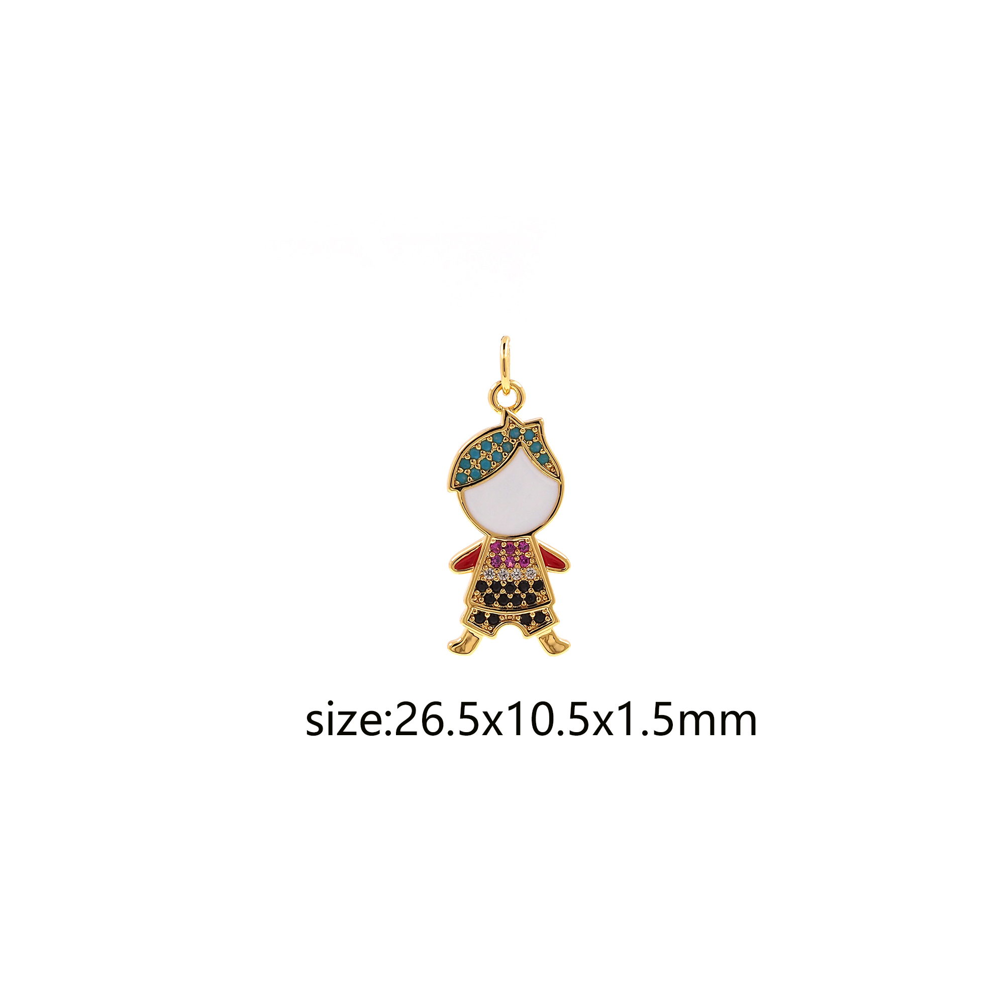 18K Gold Filled Boy Pendant,Kids Charm,CZ Micro Pave Boy Earrings Necklace for DIY Jewelry Making Supply