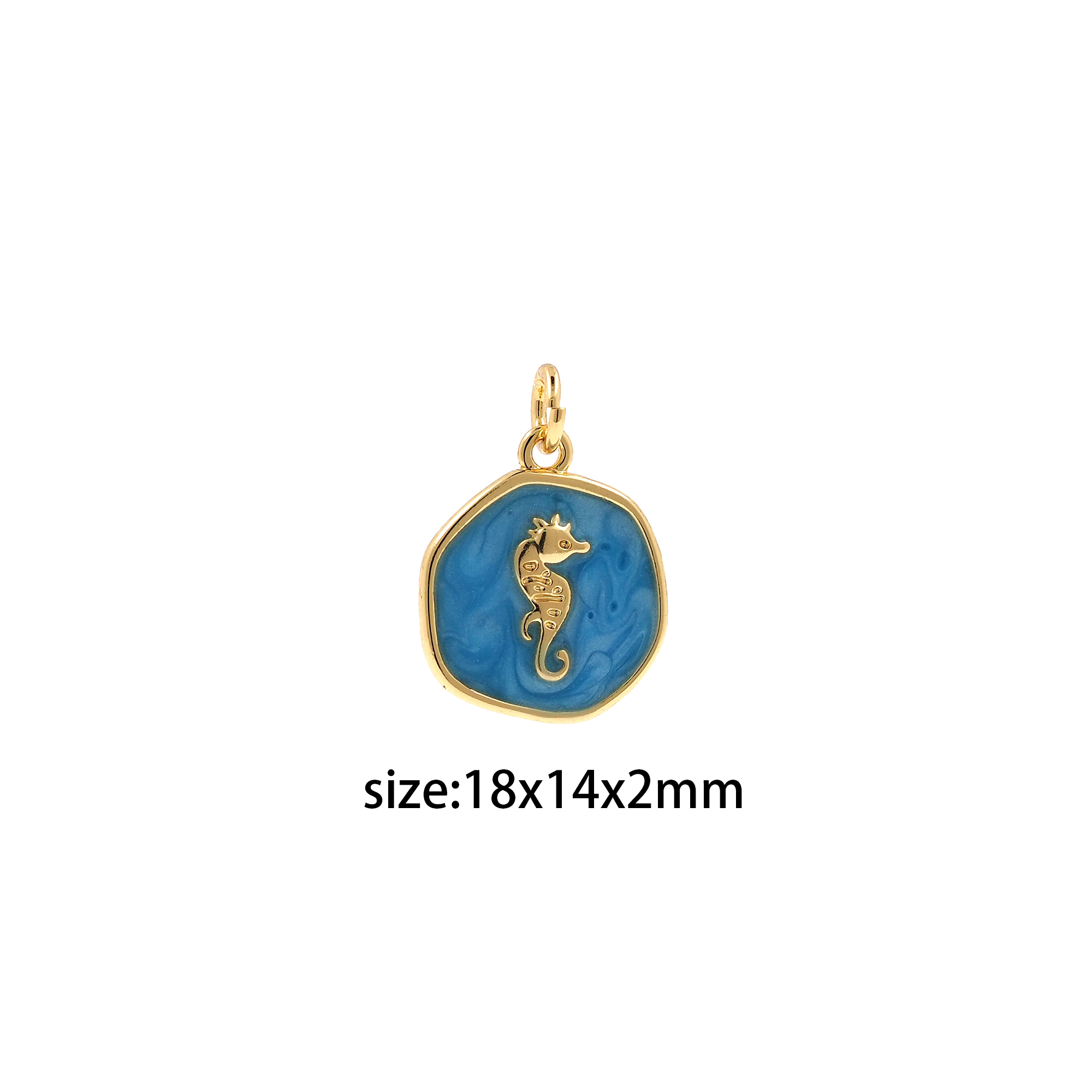 18K Gold Filled Seahorse Pendant,Enamel Seahorse Charm Earrings Necklace for DIY Jewelry Making Supply